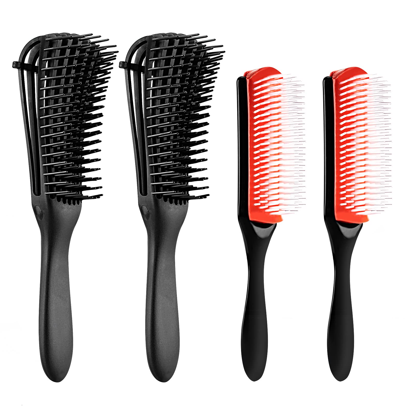 Linkidea 4 PCS Detangling Octopus Hair Brush Set with 9-Row Nylon Bristles - Flexible Styling Brush for Smooth & Tangle-Free Hair - Perfect for Wet/Dry Hair Styling at Home, Salon, or Travel