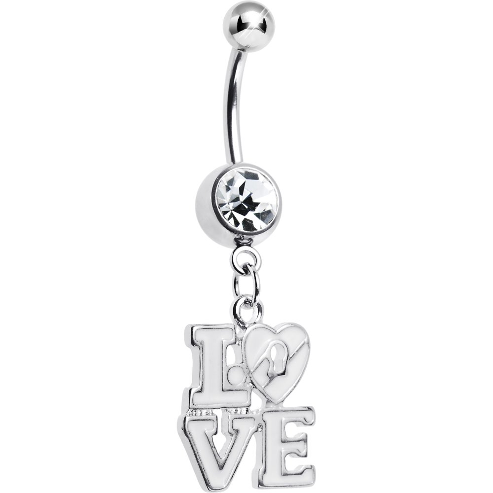 Body Candy Clear Dangling Love Belly Ring - Stylish Navel Piercing Jewelry for Women, Perfect for Summer Outfits & Beach Vacations