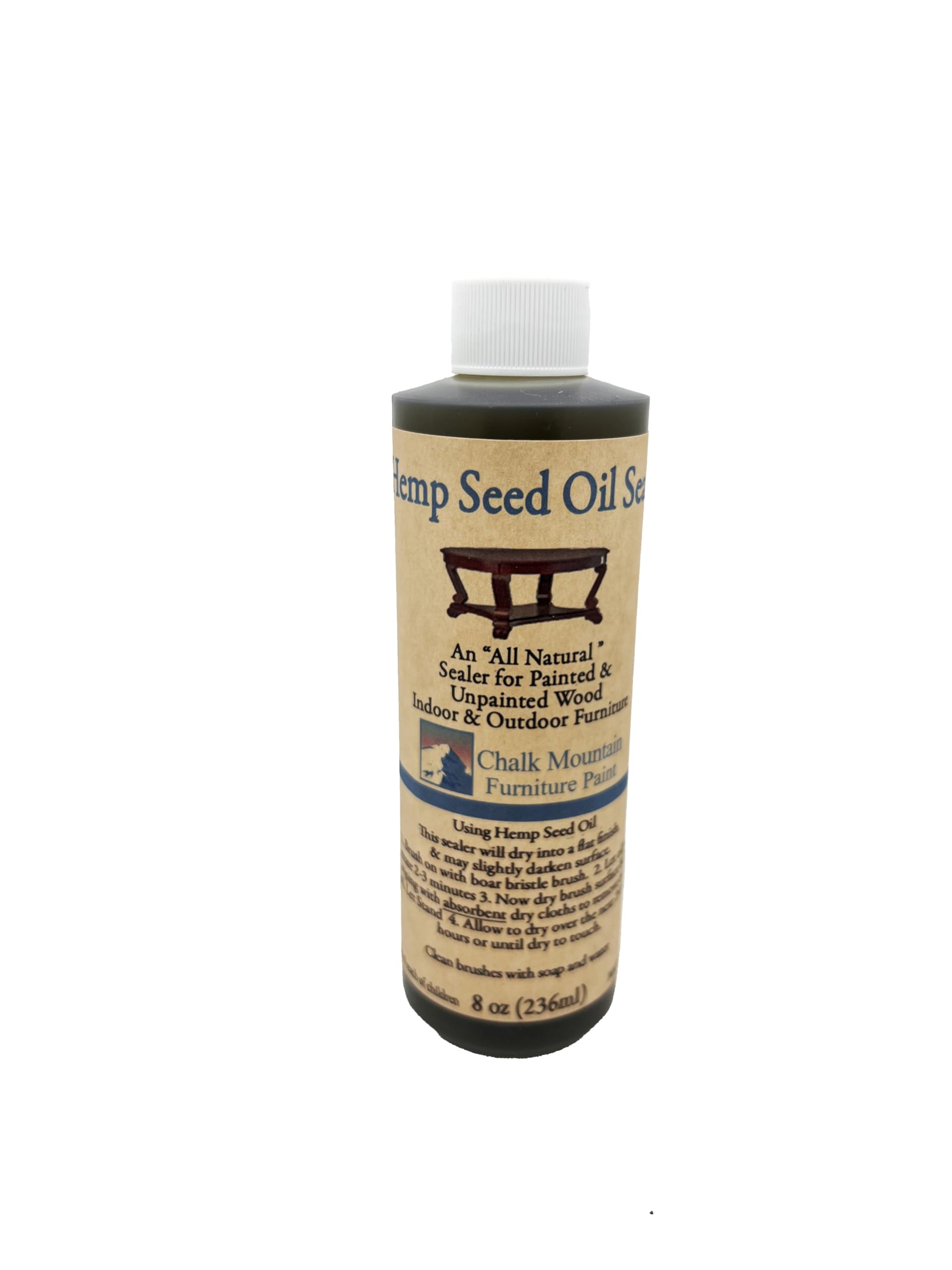 8oz Hemp Seed Oil Wood Sealer & Protector - Natural Finish for Painted & Unfinished Furniture - Indoor & Outdoor Use - Safe, Non-Toxic Formula - 1 Pack - Perfect for Tables, Chairs, Cabinets & Wooden Decks