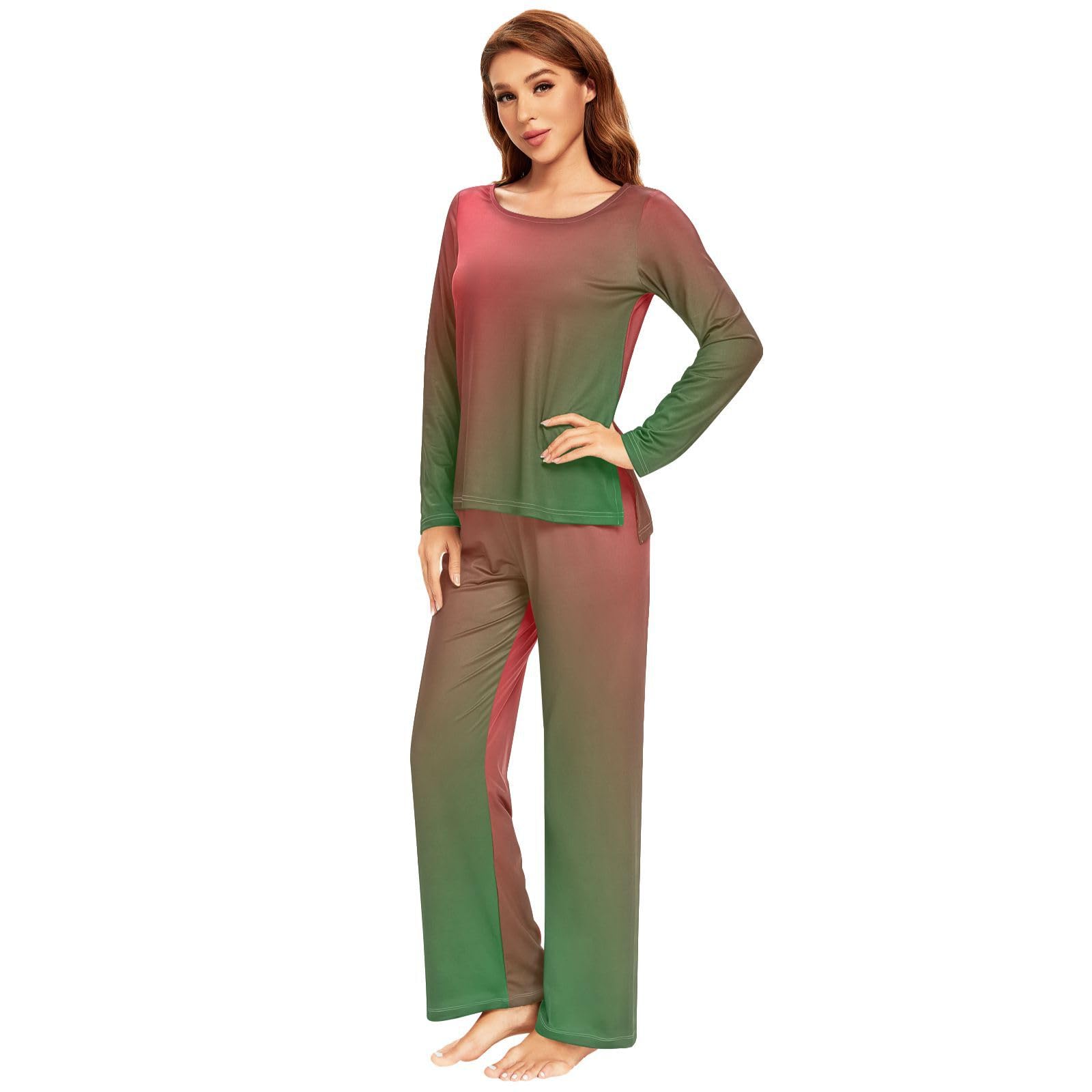 Women's Long Sleeve Blue Chocolate Pajama Set - Soft Sleepwear & Lounge Outfit for Comfortable Nights | Perfect for Relaxing at Home, Sleepovers & Cozy Evenings