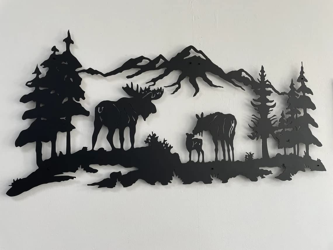 DEKADRON Metal Moose Wall Art - Nature Inspired Metal Tree Décor for Home & Office - 40
