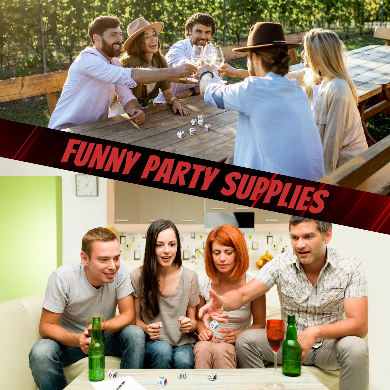 Hanaive 6 Pcs Drinking Dice Game Set - Fun Party Bar Games for Adults, Bachelorette, White Elephant Gifts - Perfect for Weddings, Graduations & Birthday Parties (Basic White Dice) - Great for Game Nights, Bachelor Parties & Social Gatherings