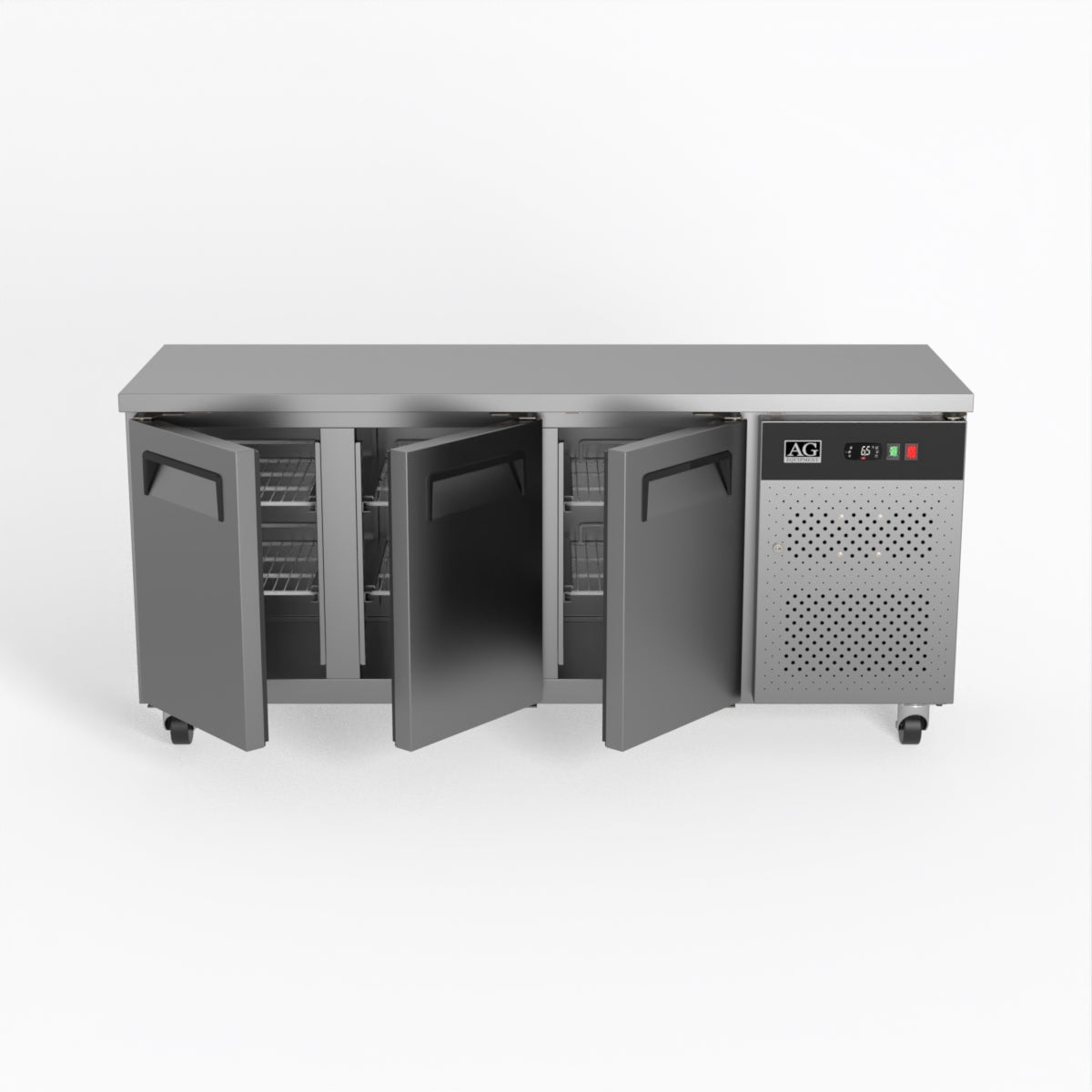 AG 3-Door Commercial Worktop Freezer with Under Bench Storage | 600mm Depth | Ideal for Restaurants, Cafes & Catering Businesses