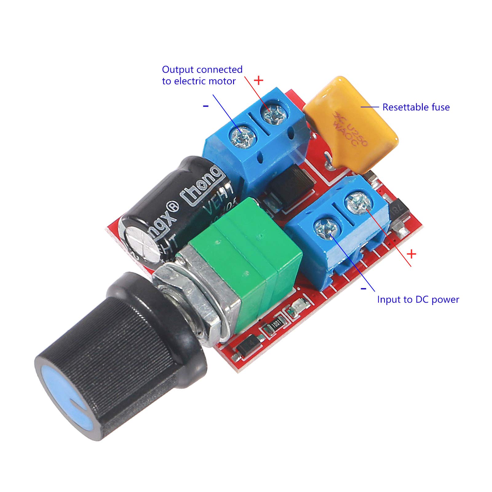 6PCS DC Motor PWM Speed Controller 3V-35V 5A 90W with Adjustable Knob - Mini LED Dimmer for DIY Projects, Robotics, and Model Trains