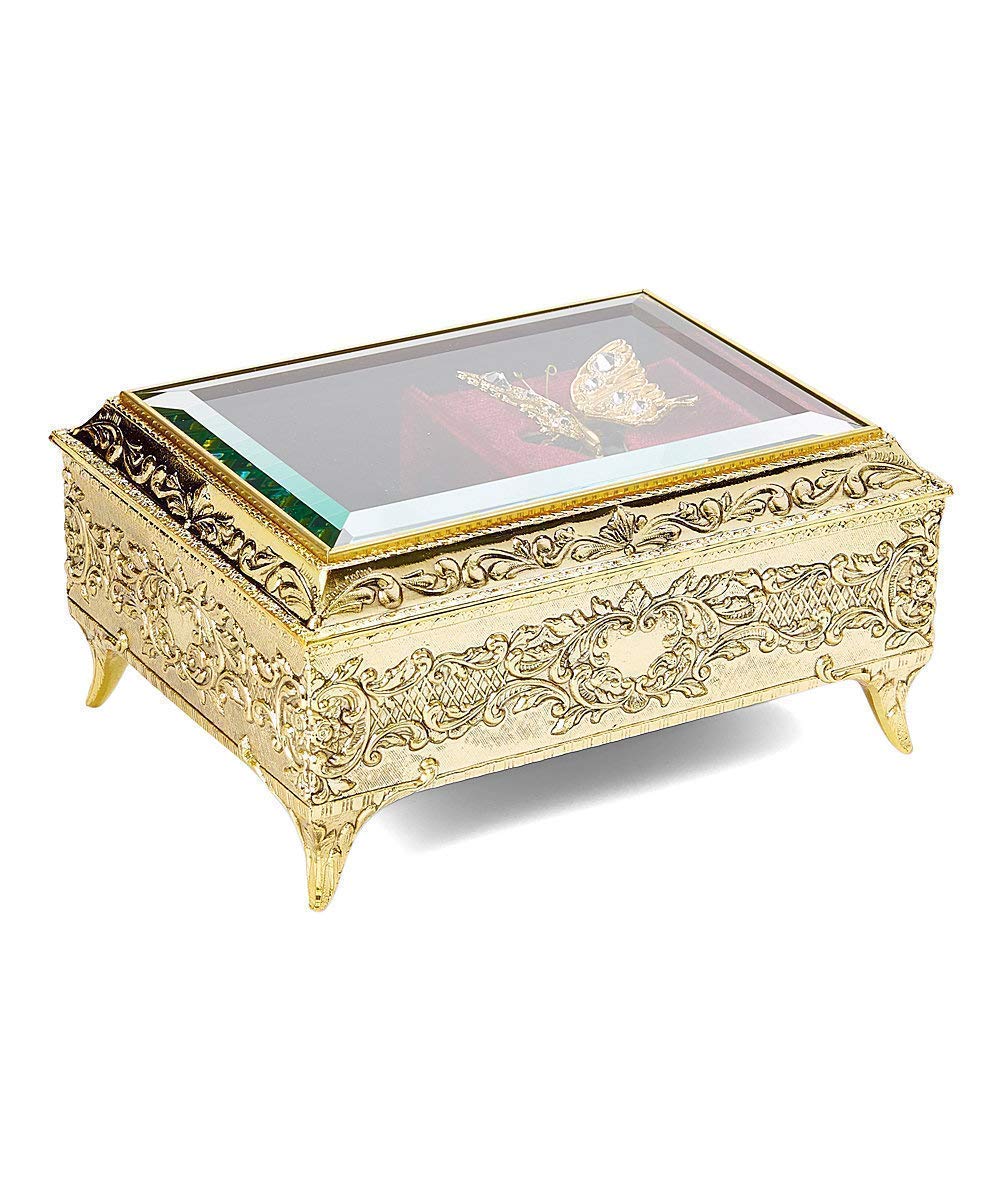 Elegant Animated Gold Butterfly Music Jewelry Box with Swarovski Crystals - Plays Clair De Lune with Moving Wings | Perfect Gift for Birthdays, Anniversaries & Home Decor