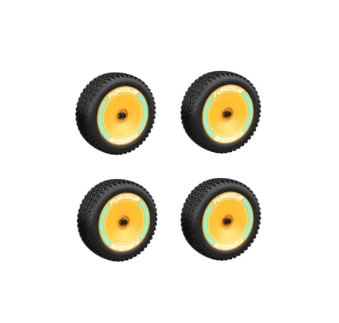 AM-X12 RC Car Pre-Mounted Tires & Wheels Set - 4PCS Orange Replacement Parts for Off-Road Racing & Drifting - Durable All-Terrain Performance Upgrade
