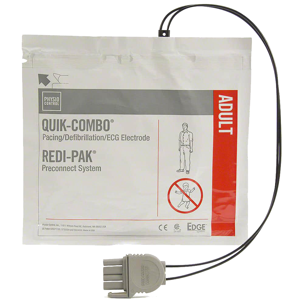 LIFEPAK Quik Combo Redi Pak Electrodes for Adults - Compatible with LP1000, LP12, LP15 & LP20E Defibrillators - Ideal for Emergency Medical Response & CPR Training