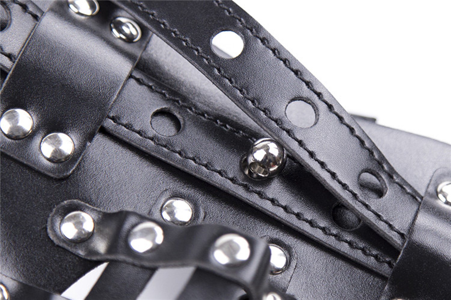 MIUNIKO Men's Leather Chastity Belt with Penis Lock Cage - BDSM Bondage Gear for Adults - Black - Perfect for Dominance Play & Fetish Scenes