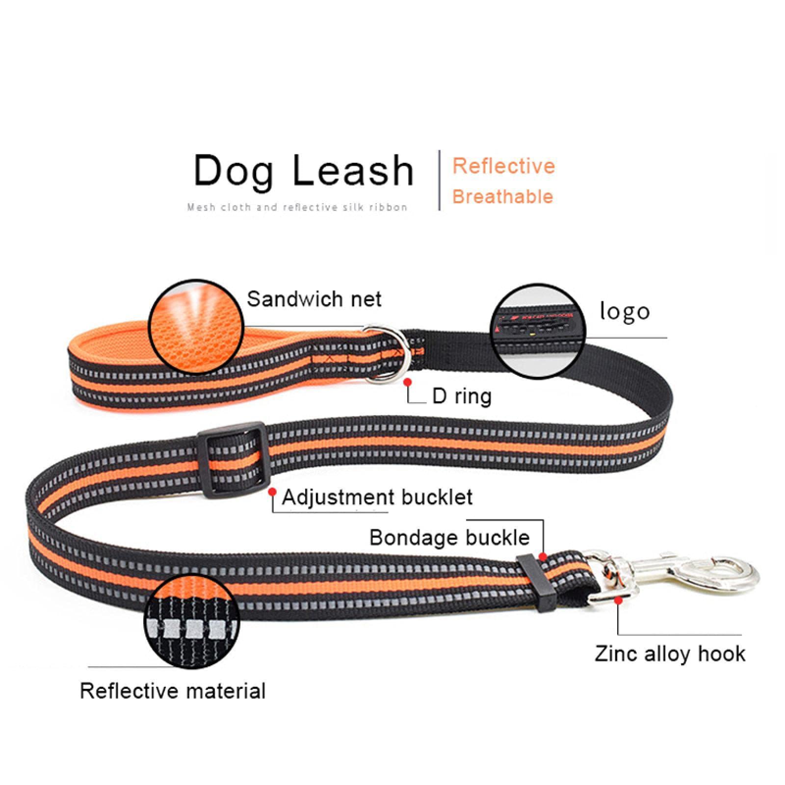 **Breathable Nylon Mesh Reflective Dog Harness & Leash Set - Adjustable Pet Collar for Small Medium Large Dogs - Perfect for Walking, Running, Hiking & Night Safety (Black)**