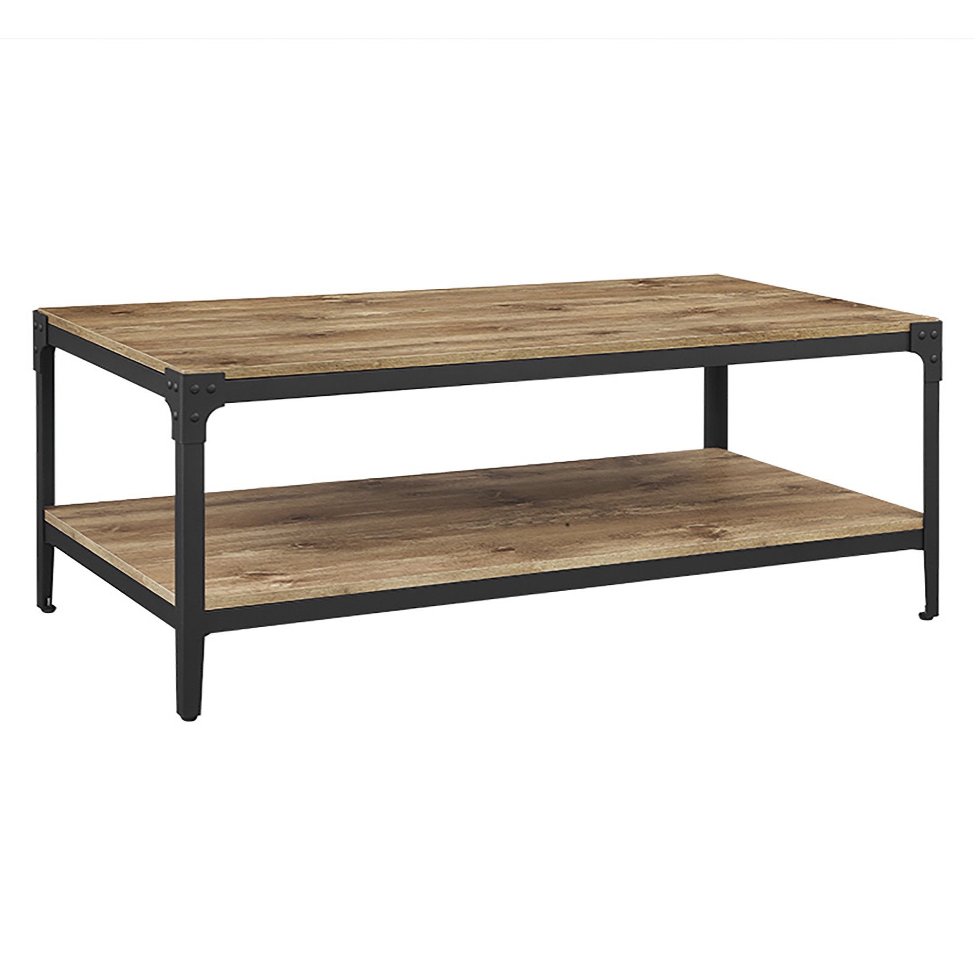 Rustic Wood Coffee Table with Angle Iron Frame - Distressed Barnwood Style for Farmhouse, Industrial & Loft Decor - Perfect for Living Room, Patio or Office