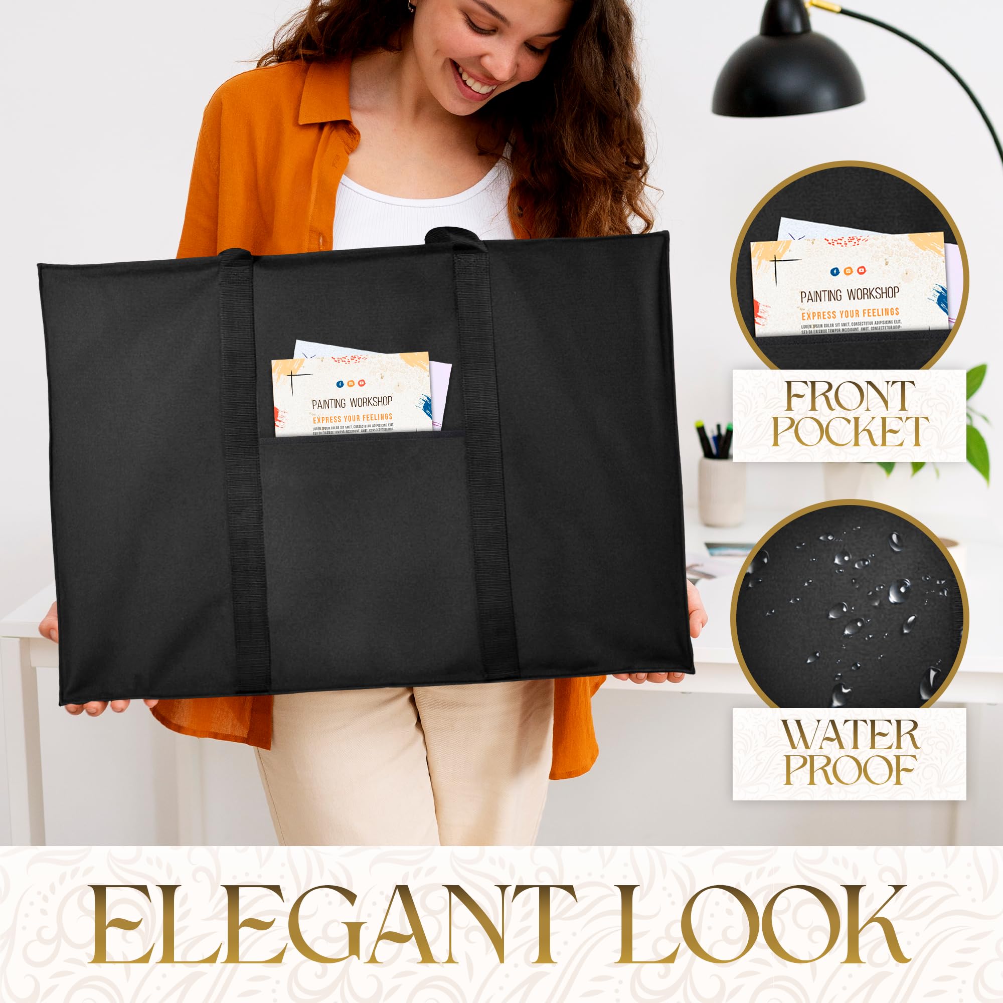 Professional Art Portfolio Case 24x36 Inches - Waterproof Art Storage Bag for Drawings & Paintings - Durable Fabric Artist Portfolio for Students & Professionals - Perfect for Art School, Exhibitions & Travel