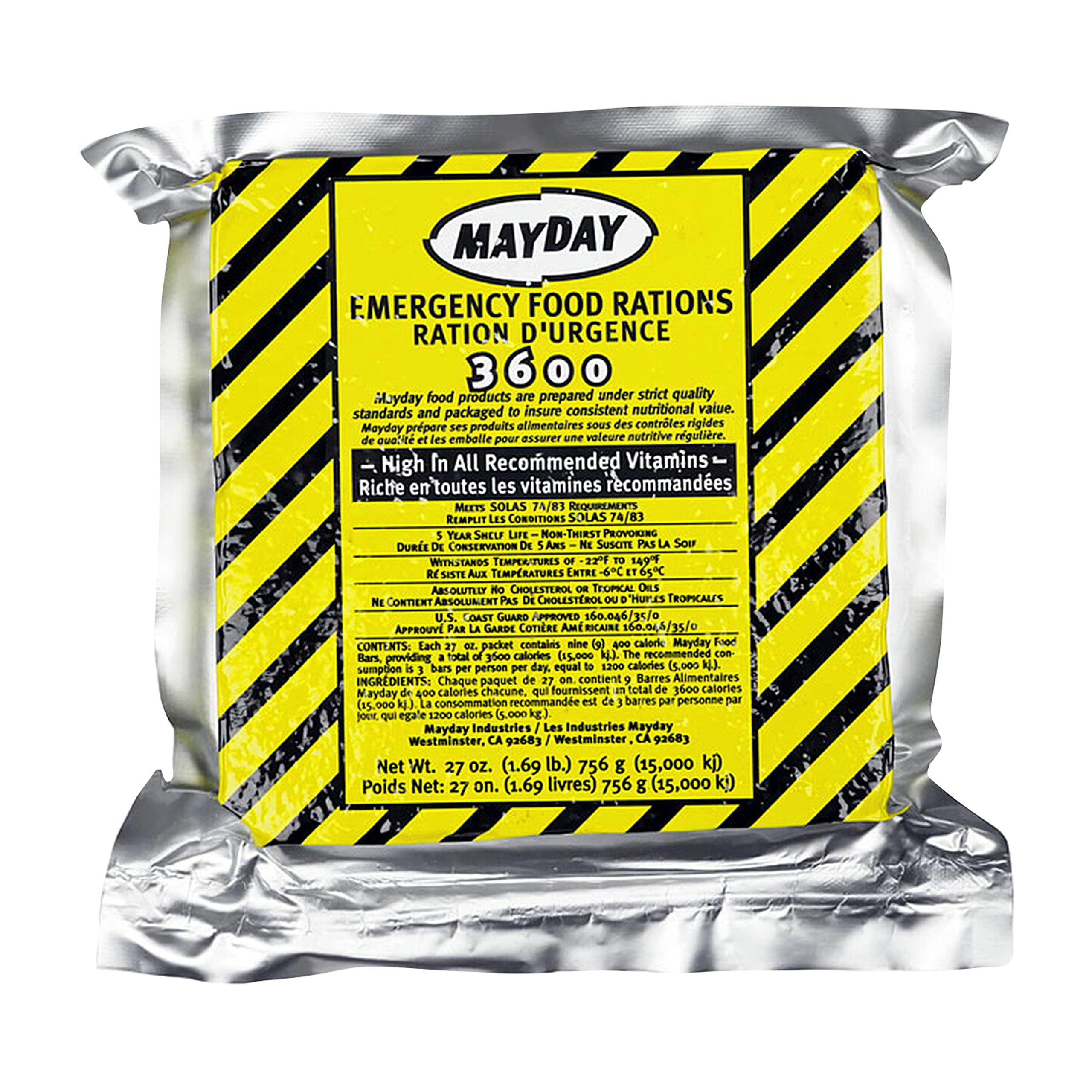 Mayday Food Bars Emergency 3600 Calorie Survival Food Bars (20-Pack) - 39 lbs - Perfect for Disaster Preparedness, Camping & Outdoor Adventures