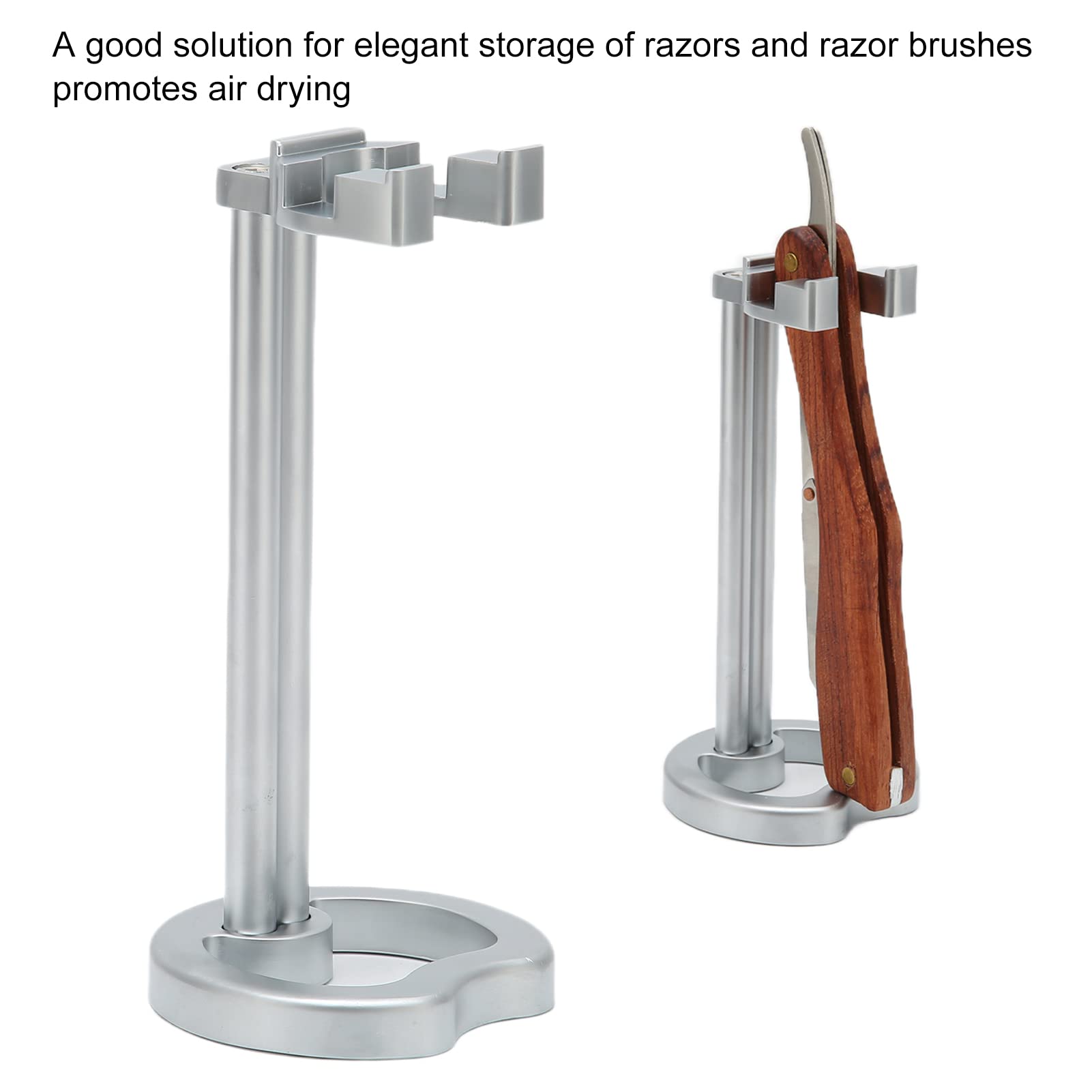 Stainless Steel Universal Razor Holder & Shaving Brush Stand - Durable Men's Shaving Accessory Organizer for Safety Razors | Perfect for Bathroom Countertop, Travel & Gift Giving