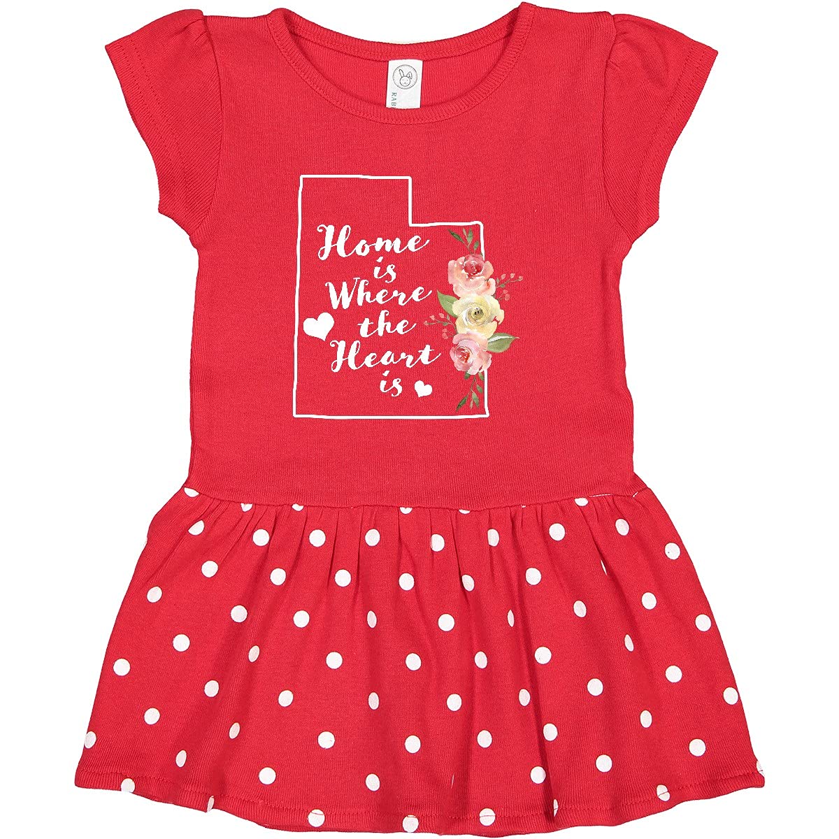 Inktastic Utah Home is Where The Heart is Watercolor Floral Toddler Dress - Cute Baby Girl Outfit for Family Photos, Birthday Parties & Special Occasions