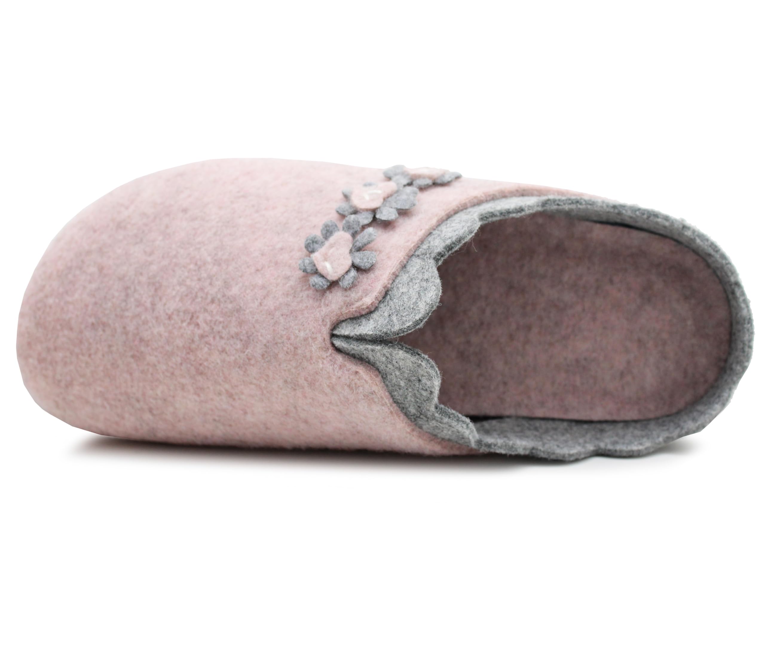 Dr. Keller Women's Backless Felt Slippers - Soft Indoor House Mules for Ladies, Comfortable Slip-On Shoes for Home, Spa & Relaxation