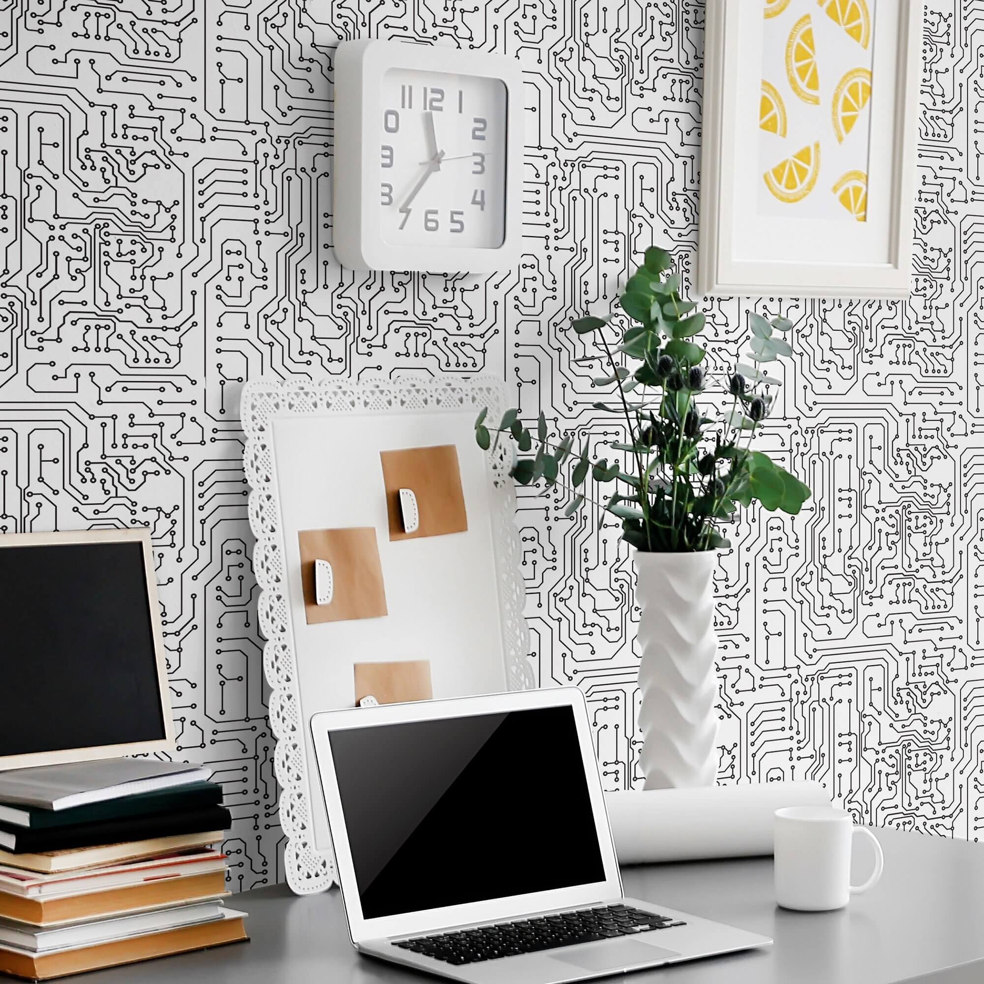 White Pattern Peel and Stick Removable Wallpaper 9607 - Self-Adhesive Decorative Wall Covering for Bedroom, Living Room & Home Office Decor