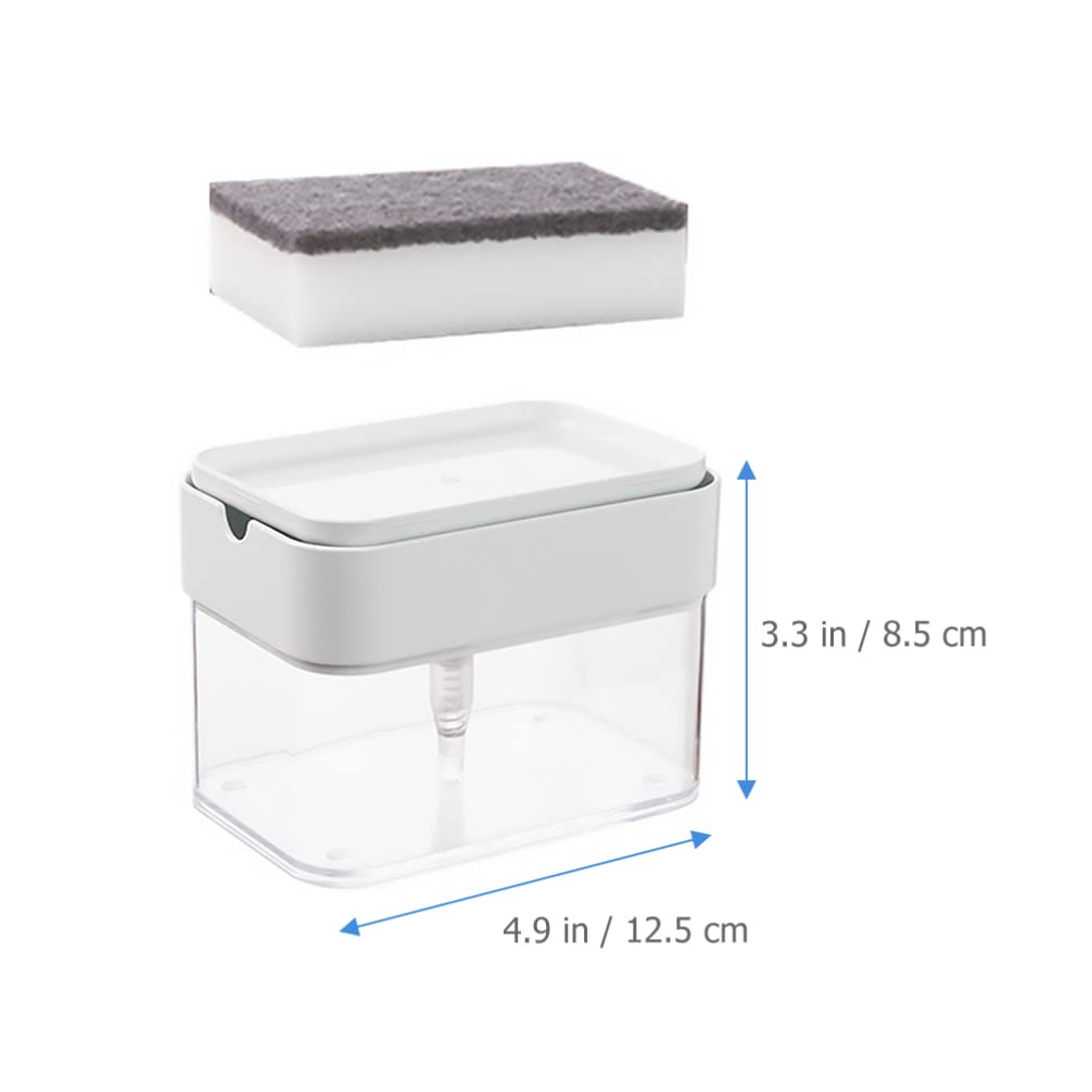 1 Set Dish Soap Dispenser - Kitchen & Bathroom Sink Liquid Soap Pump with Sponge Holder | Durable Dishwasher Safe Dispenser for Home, Restaurant & Office Use