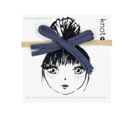 KNOT INDIGO DENIM BOW BAND - One Size Adjustable Hair Accessory for Women & Girls - Perfect for Parties, Weddings, and Everyday Styling