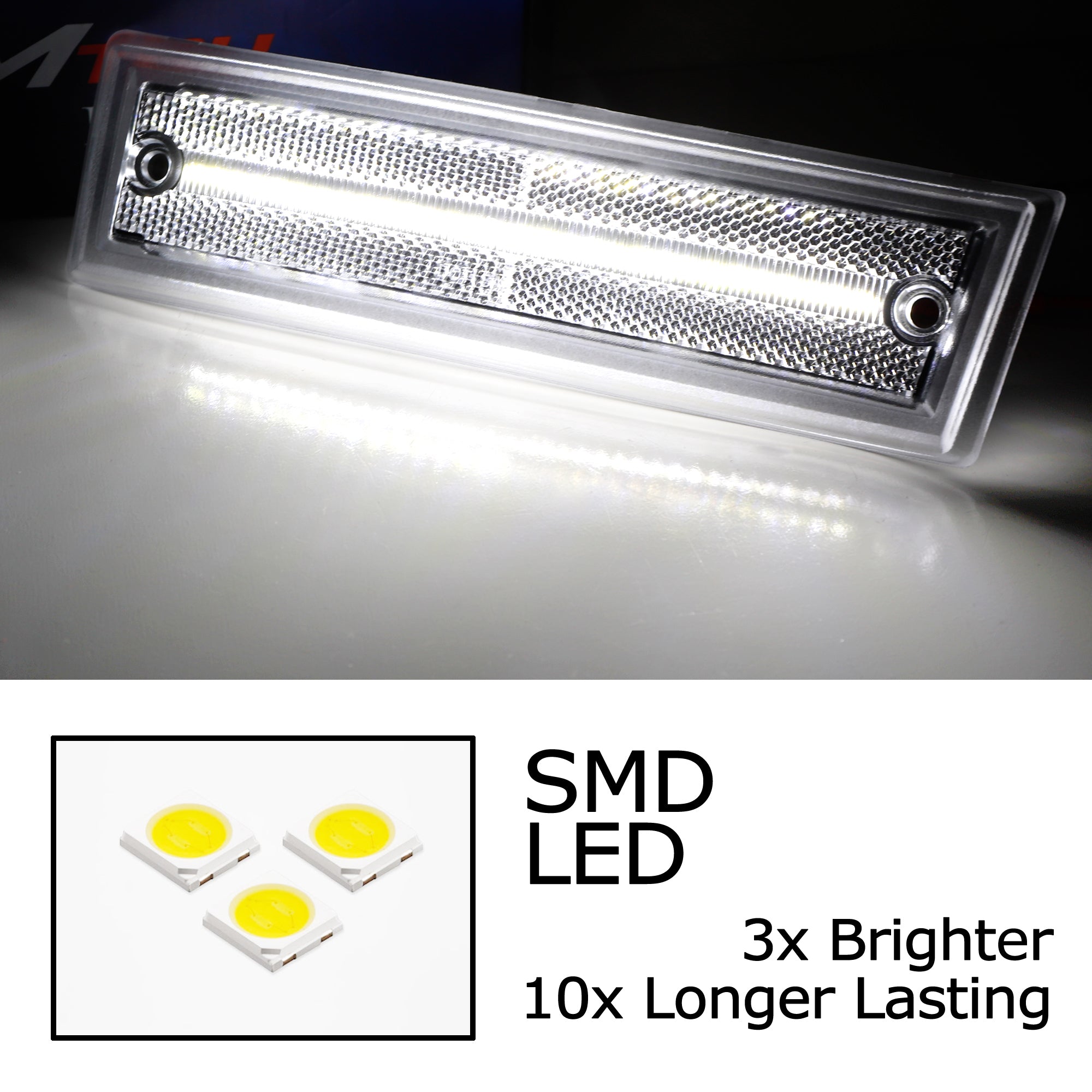 Clear Lens White Full LED Strip Side Markers for Chevy/GMC Blazer Jimmy CK C1500 - Durable & Bright Marker Lights for Enhanced Nighttime Visibility & Vehicle Safety