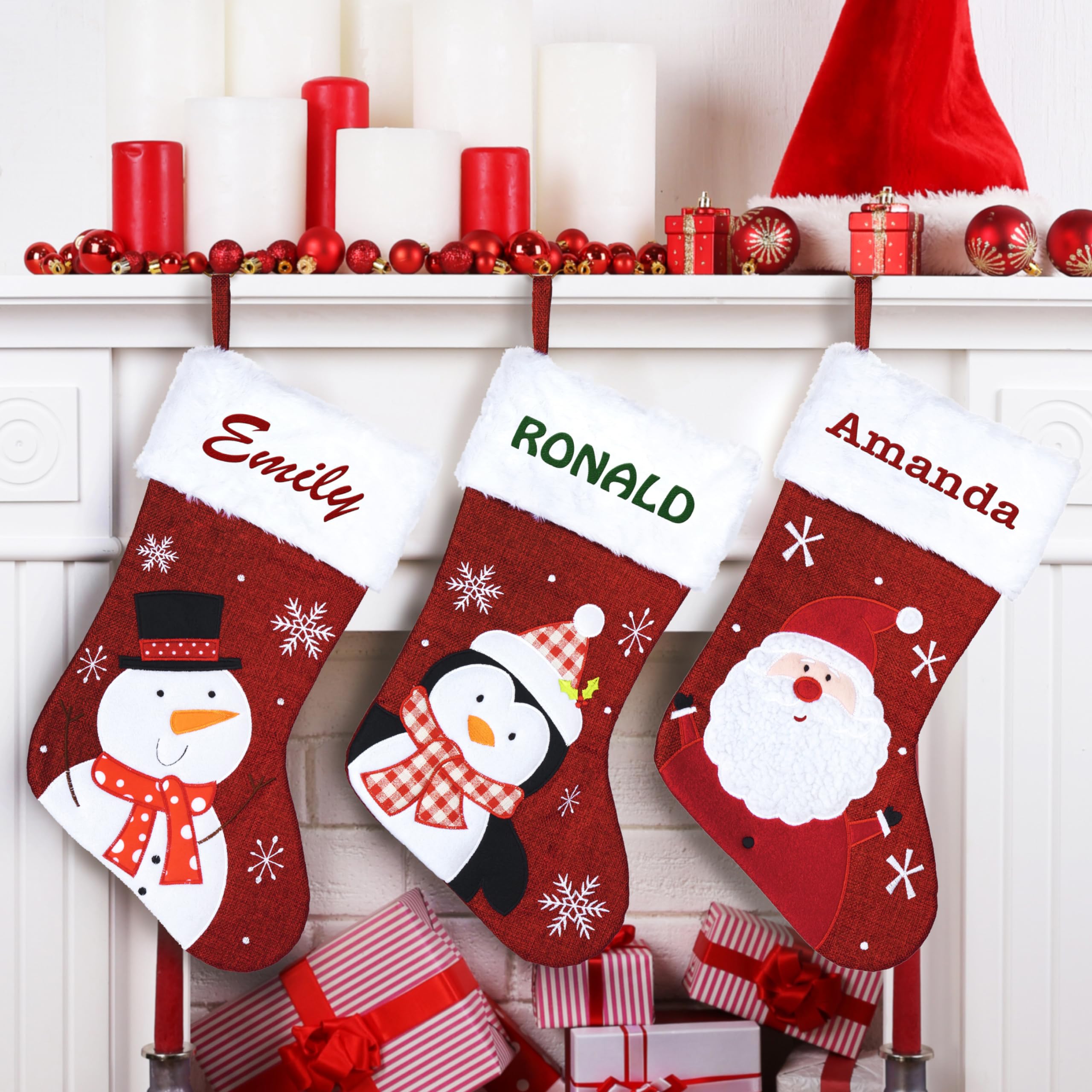 Personalized Christmas Stockings for Dogs & Cats - 7 Festive Designs & 6 Custom Fonts - Custom Pet Stockings for Xmas, Holiday Decor - Fireplace Mantel & Christmas Party Decoration with Paw Prints - Perfect for Pet Lovers & Family Holiday Celebrations
