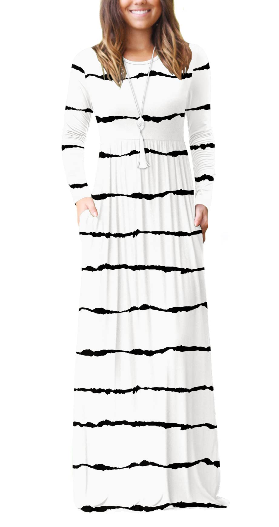VIISHOW Women's Long Sleeve Maxi Dress - Loose Fit Casual Plain Long Dress with Pockets | Perfect for Everyday Wear, Beach Cover Up & Vacation Outfits