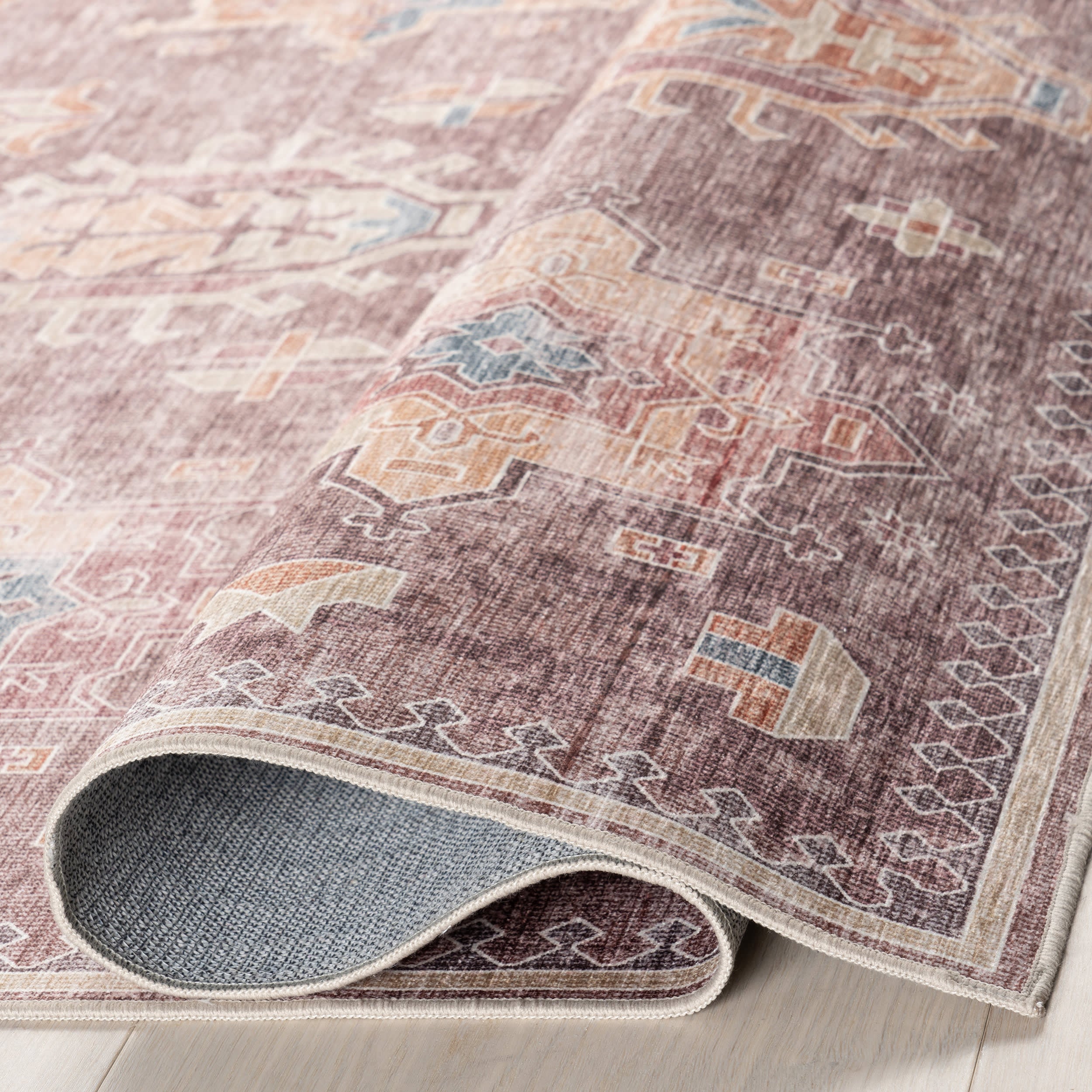 Araya Spill Proof Washable Rug - Non-Slip, Stain Resistant, Machine Washable Brown Area Rug for Living Room, Bedroom, Kitchen & High Traffic Areas
