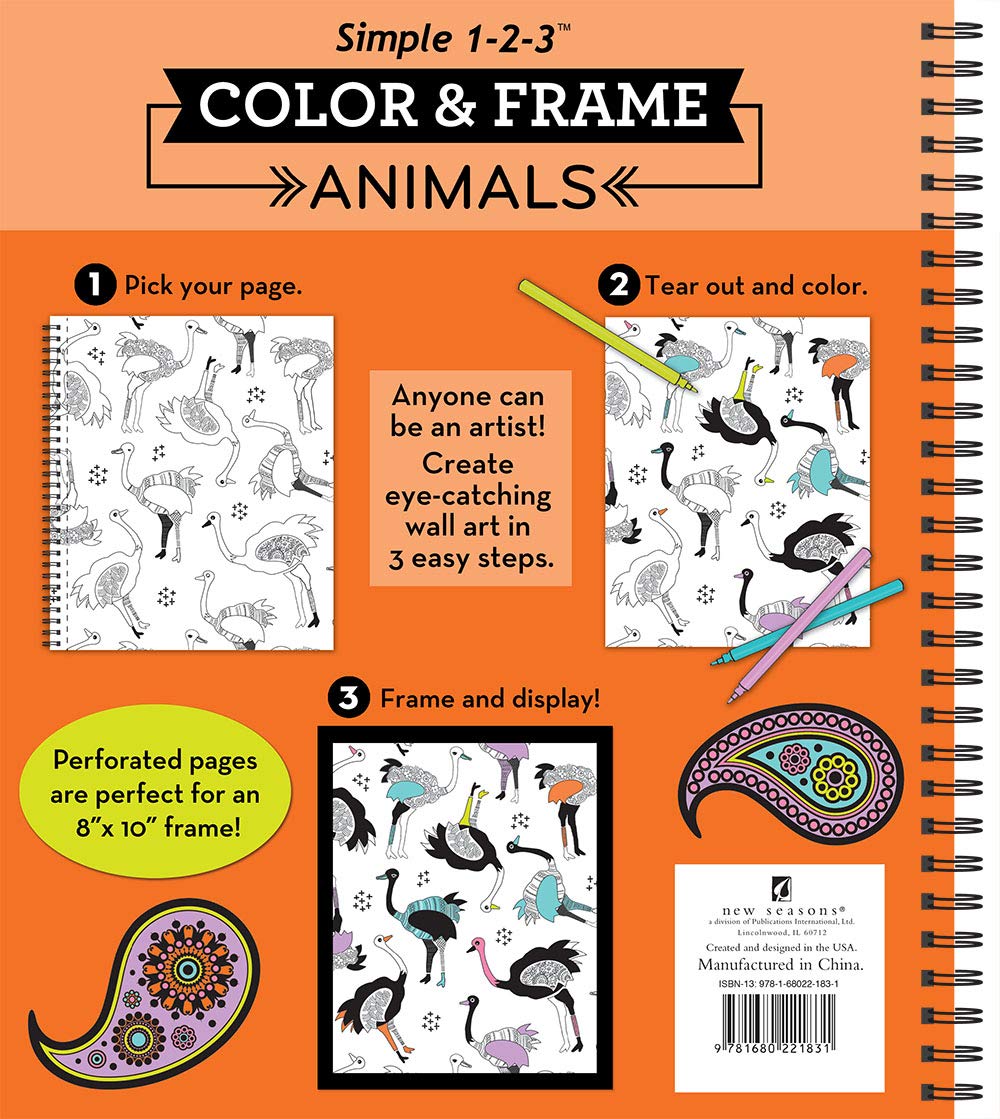 Adult Coloring Book - Animals with Color & Frame | Stress Relief, Relaxation & Creative Art Therapy for Adults
