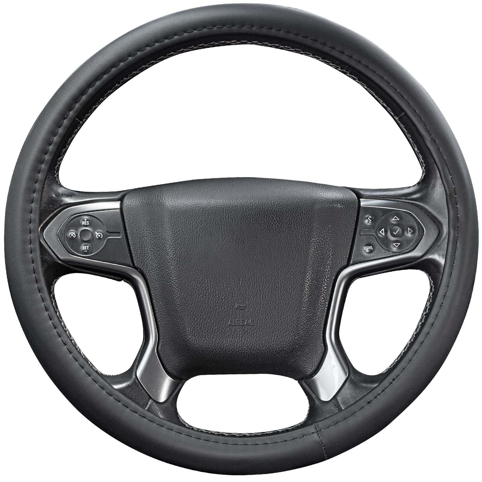 Universal Truck Steering Wheel Cover - Fits All Full-Size Trucks & SUVs (15.5-16 Inch Diameter) - Premium Faux Leather - Easy Installation - Black - Perfect for Road Trips & Daily Commutes