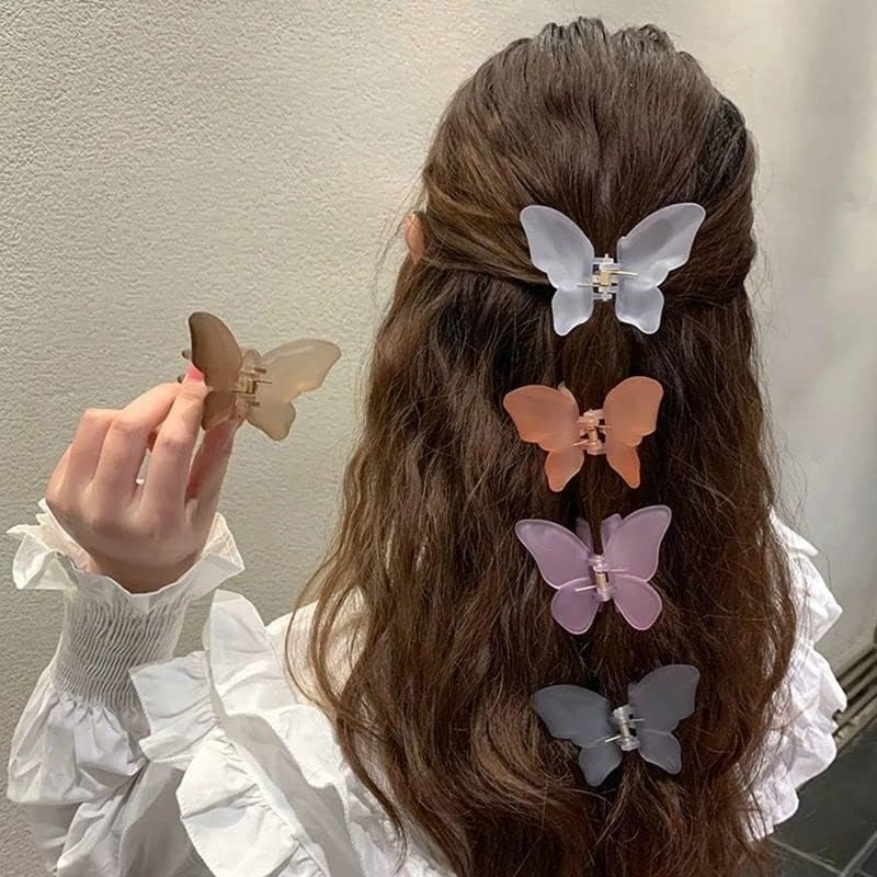 Elegant Frosted Transparent Butterfly Hair Clips for Women - 6 Pack Hairpins, Barrettes & Hair Accessories for Girls, Teens & Adults - Perfect for Weddings, Parties & Everyday Hairstyles