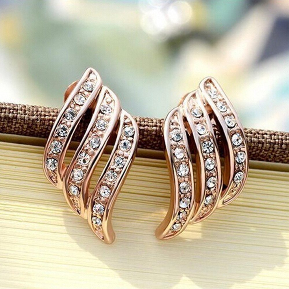 Rose Gold Diamond Stud Earrings for Women - 14K Rose Gold Diamond-Studded Wedding Jewelry - Perfect for Bridal, Anniversary, and Special Occasion Gifts