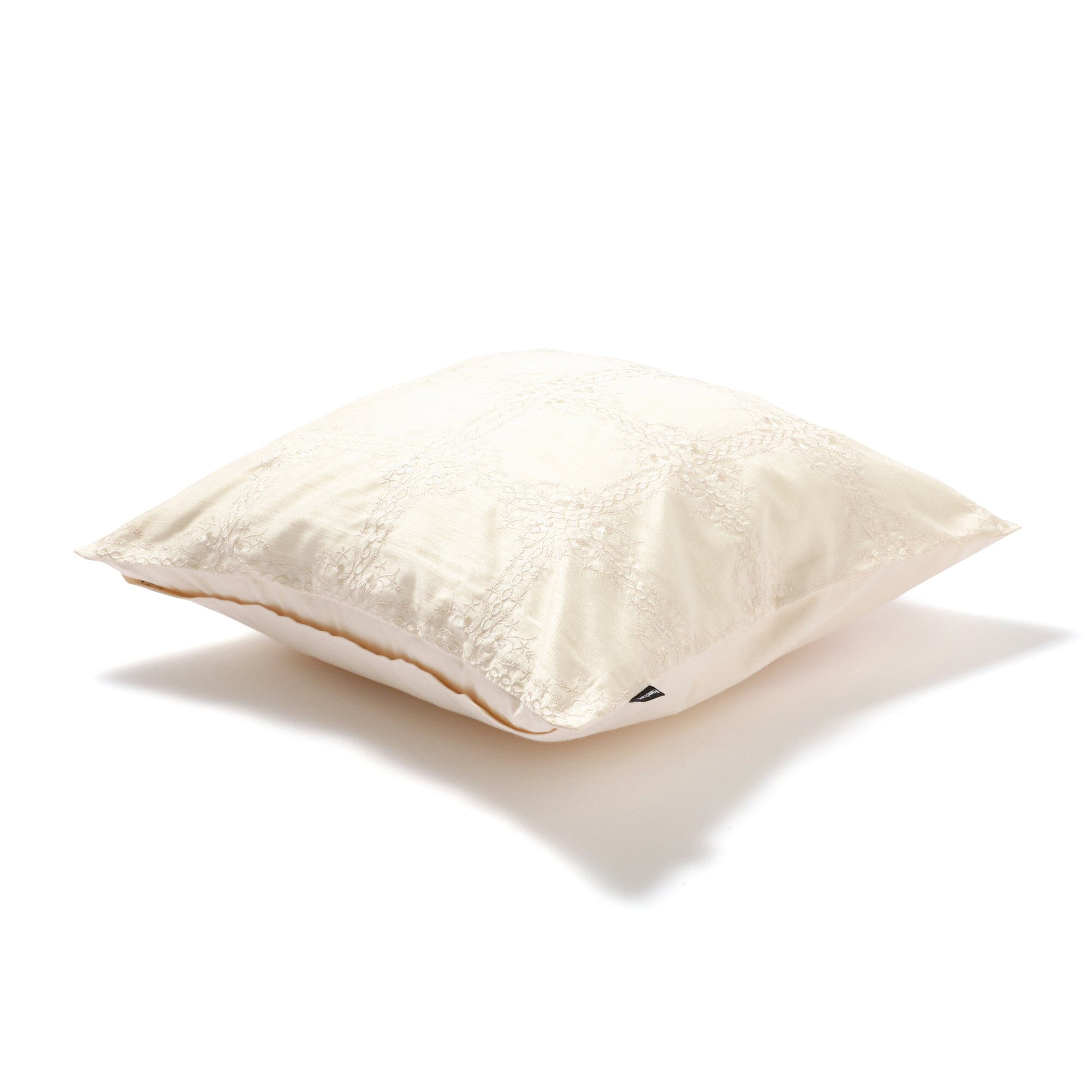 EMB Ornament Cushion Cover 18x18 Inches White - Decorative Pillow Case for Sofa, Bedroom, and Living Room Decor