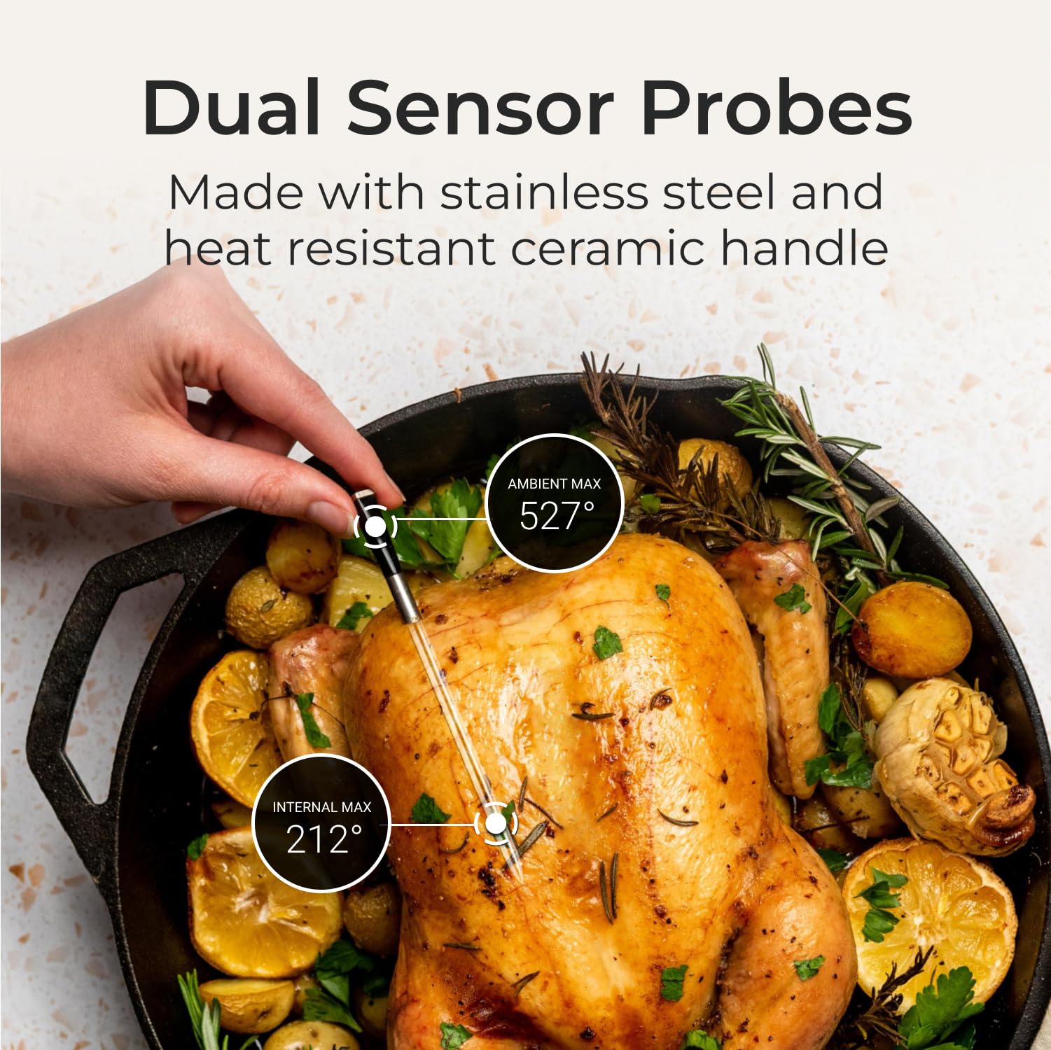 MEATER SE: Smart Bluetooth Meat Thermometer with Long-Range Wireless Probe - Dual Sensors & Guided Cook System for Oven, Grill, Smoking, BBQ & Air Fryer | Perfect for Home Chefs & Outdoor Cooking | Black Charger Included