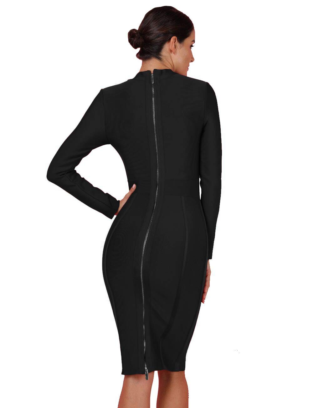 Whoinshop Women's Classic Long Sleeve Bandage Bodycon Dress - Elegant Wedding, Evening Party & Cocktail Dress Knee Length for Formal Occasions & Special Events