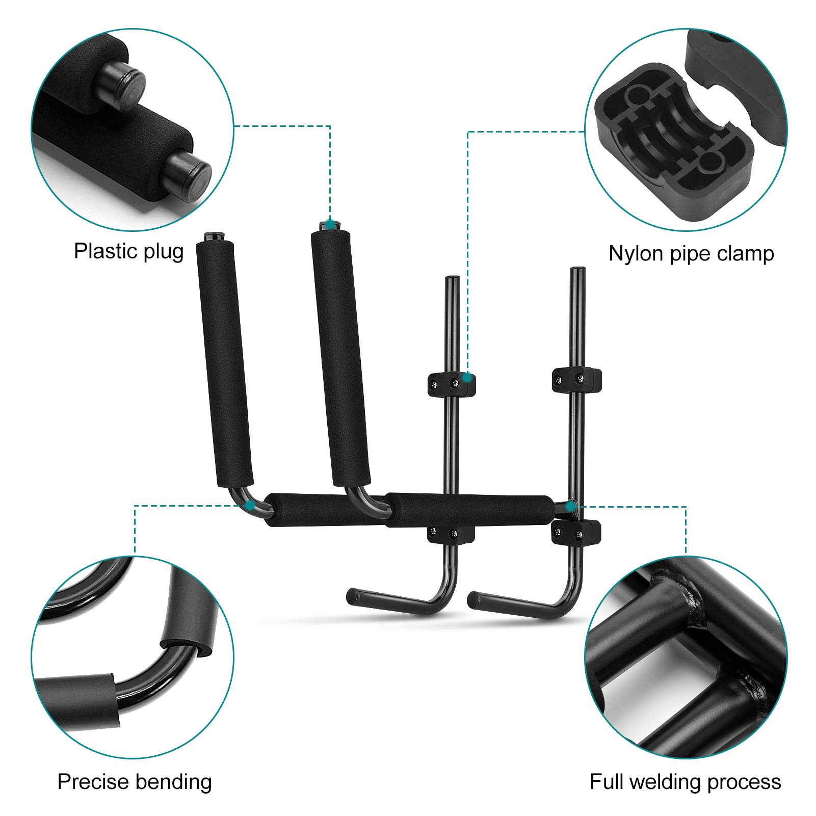 Dioche Wall Mounted Kayak Rack for 2 Kayaks - Heavy Duty Storage System with Accessories - Perfect for Garage, Shed or Outdoor Kayak Storage