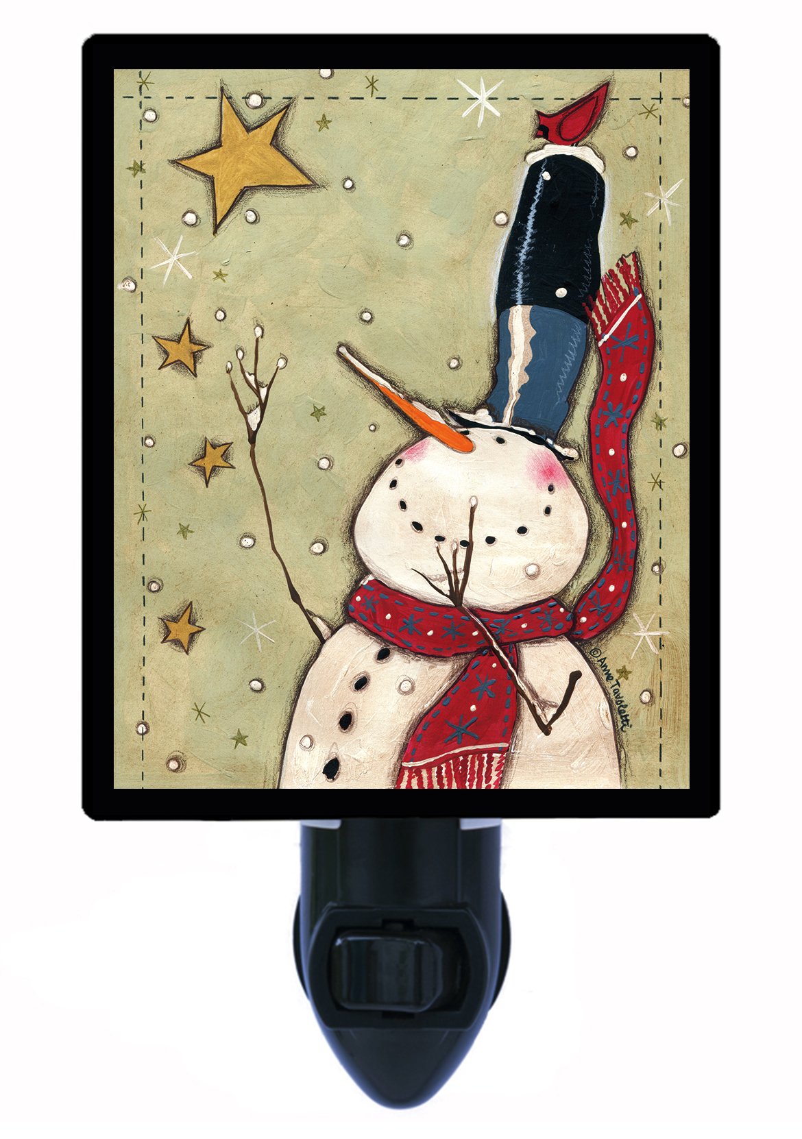 Snowman Night Light with Tall Hat - Winter LED Decorative Light for Bedroom, Nursery, or Holiday Decor