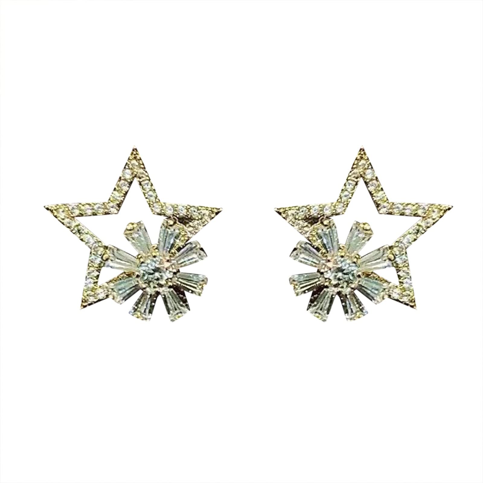 Sparkling Rhinestone Stud Ear Cuffs for Women & Girls - Trendy Minimalist Hoop Ear Wrap Cuff Piercing Jewelry - Perfect for Parties, Weddings & Everyday Elegance