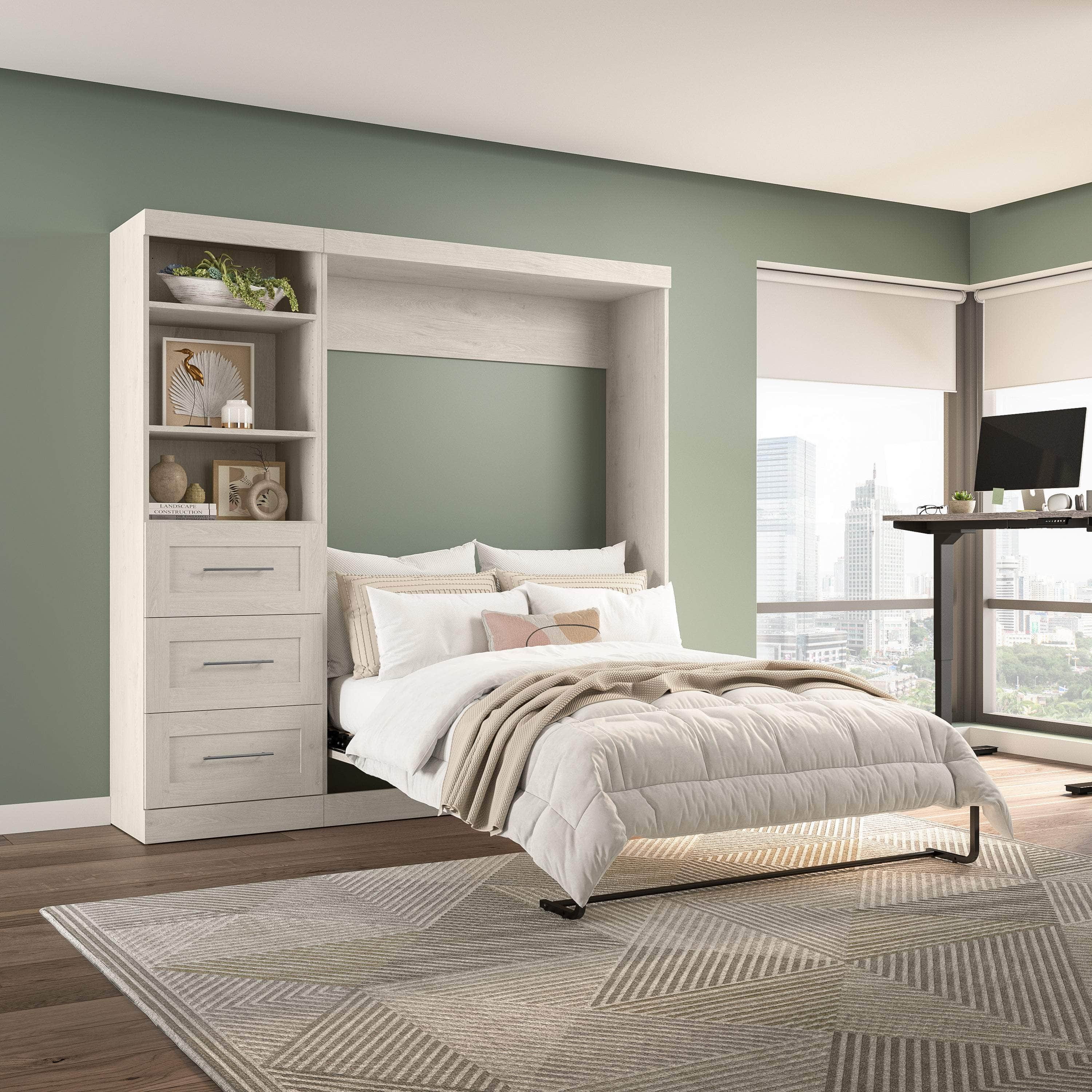 Pur Full Murphy Wall Bed with Storage Drawers - 84