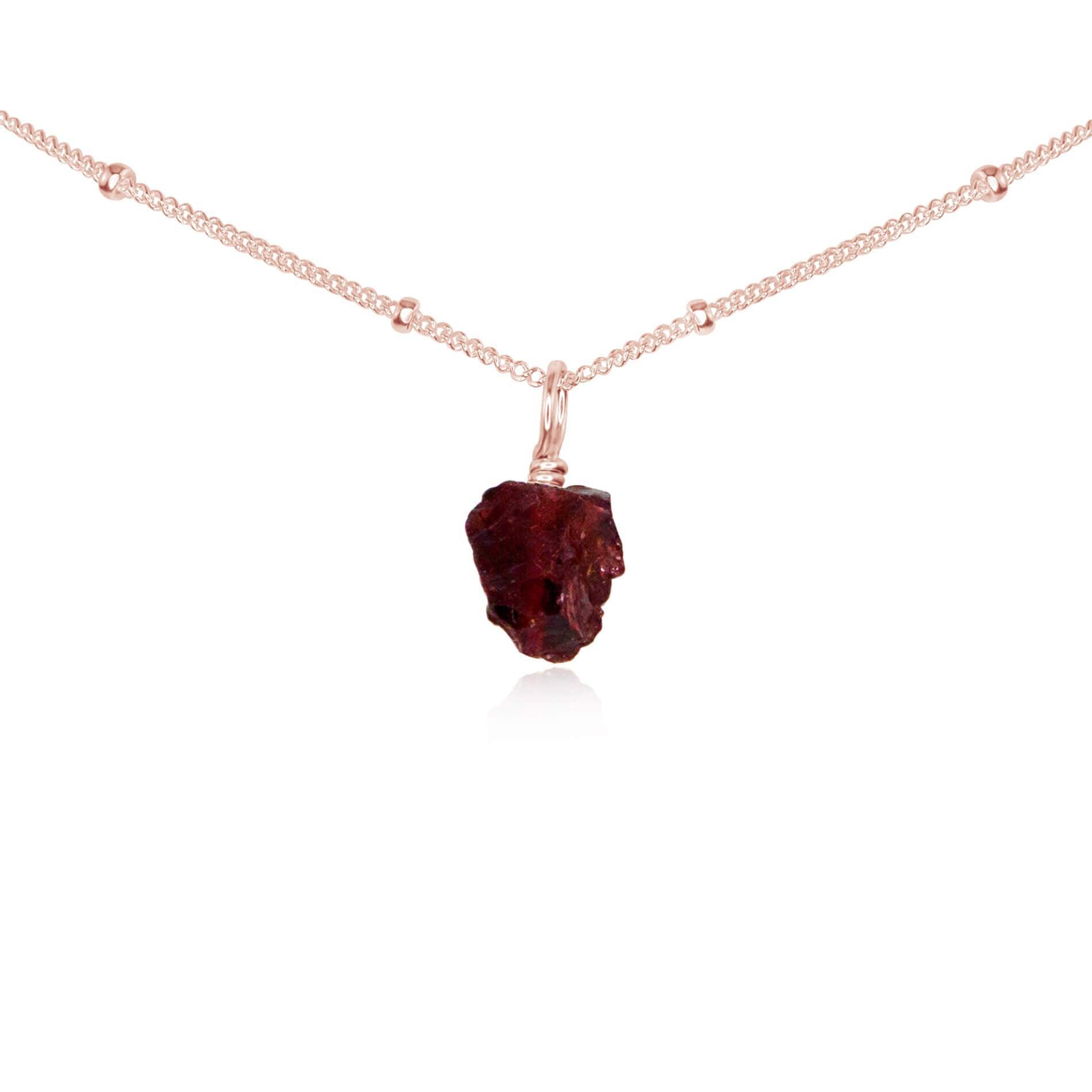 Tiny Rough Garnet Gemstone Pendant Choker Necklace - Natural Bohemian Jewelry for Women - Perfect for Layering, Boho Fashion & Everyday Wear