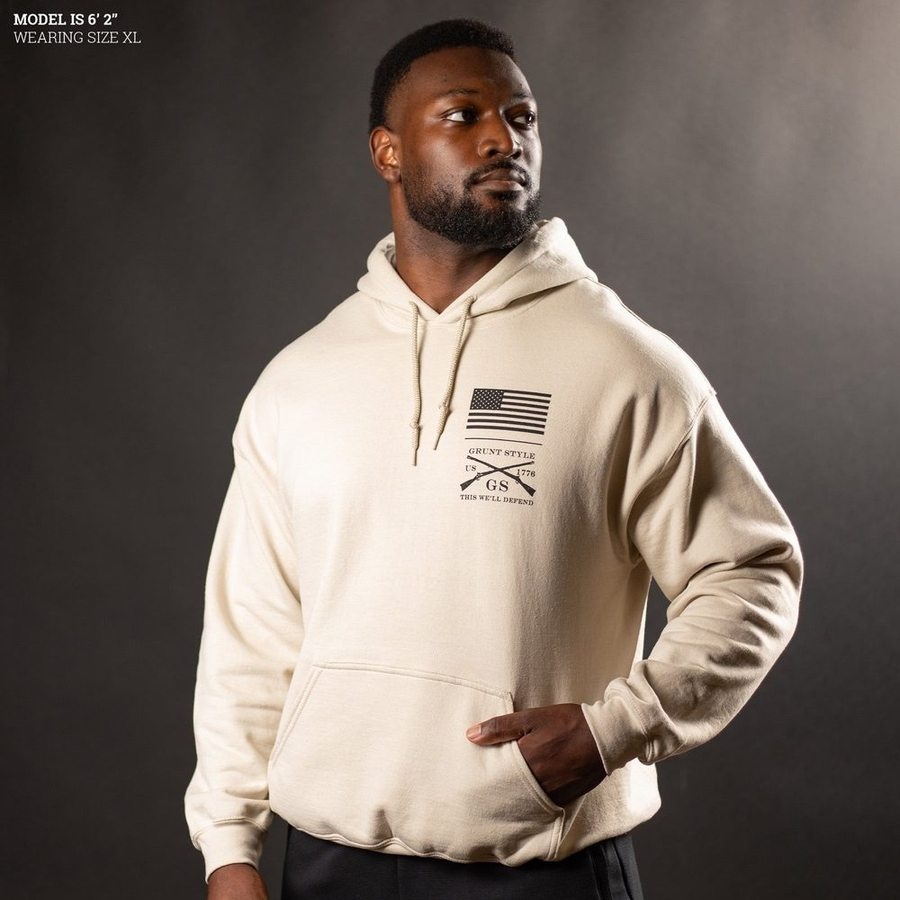 Liberty Dwells Hoodie - Cozy Fleece Pullover for Men & Women | Sand Color | Perfect for Casual Wear, Outdoor Activities & Street Fashion
