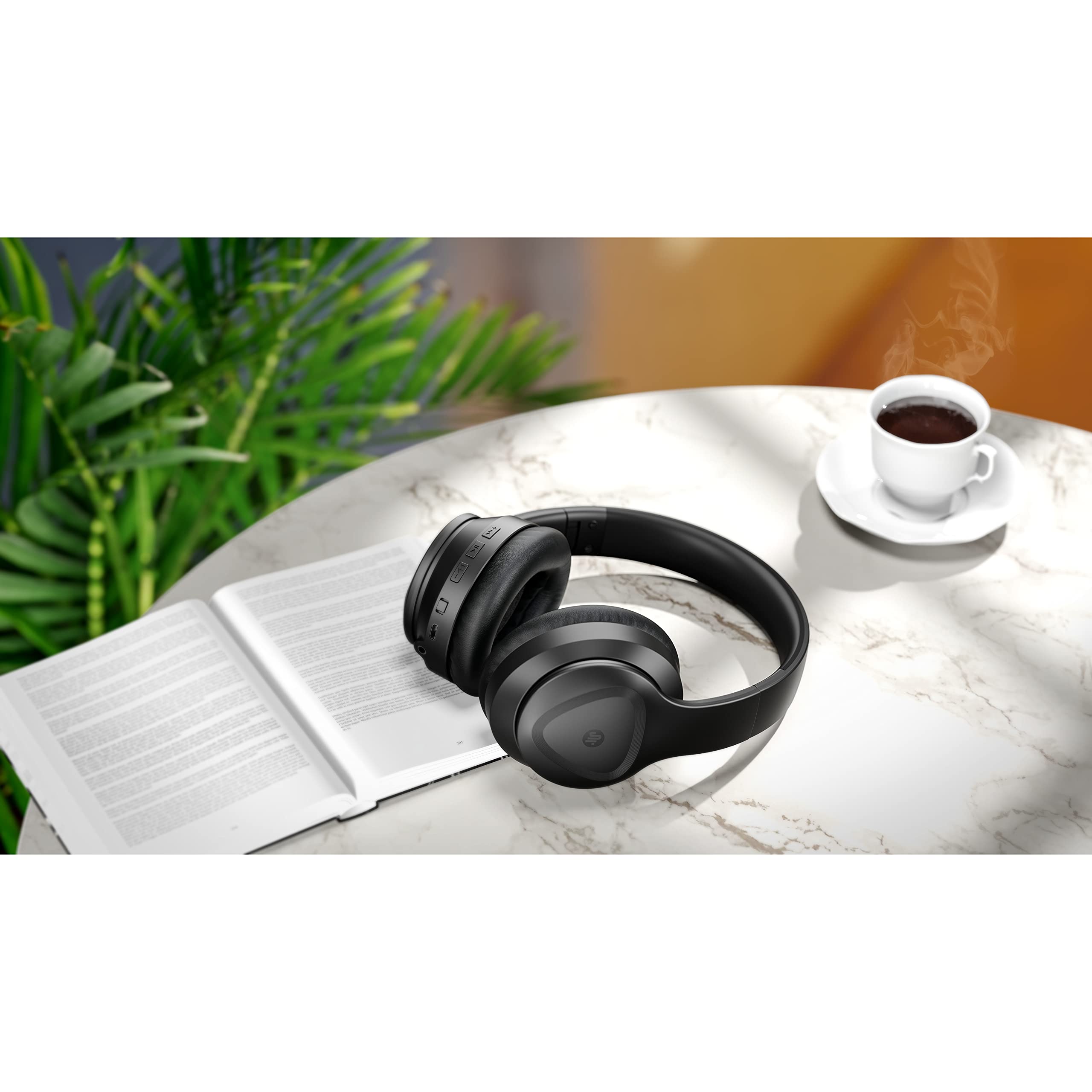 Saramonic SR-BH600 Wireless Bluetooth 5.0 ANC Noise Cancelling Over-Ear Headphones with 40mm Drivers & Premium Leather Earpads - Black | Perfect for Travel, Office Work & Music Listening