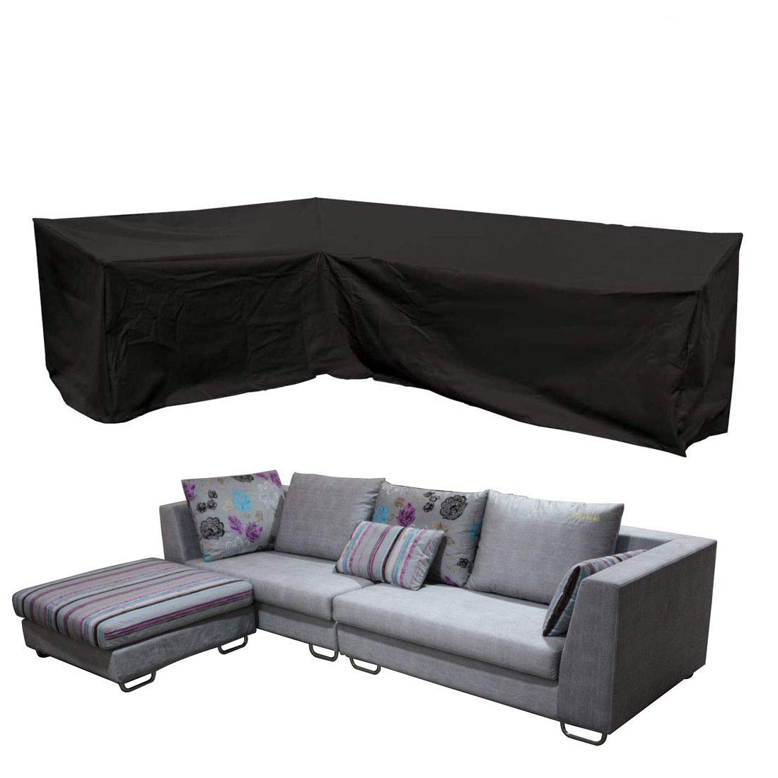 J&C Premium Waterproof Outdoor Sectional Sofa Cover - 78x105 Inches, L-Shaped Patio Furniture Protector for Garden, Deck & Backyard - Weatherproof & UV Resistant for All Seasons (Perfect for Rain, Snow & Sun Protection)