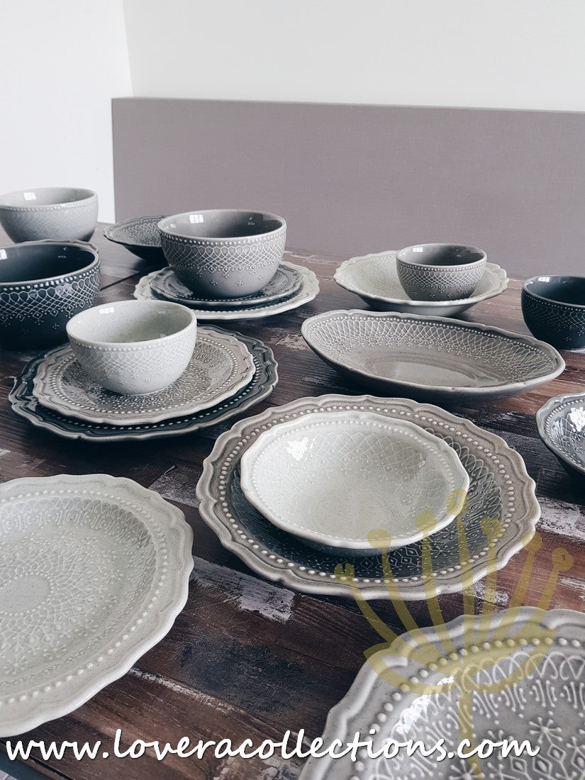 French Lace Dinnerware Set - Elegant Porcelain Plates & Bowls for Formal Dining, Wedding Reception & Holiday Table Setting (50% Off Limited Time Sale)