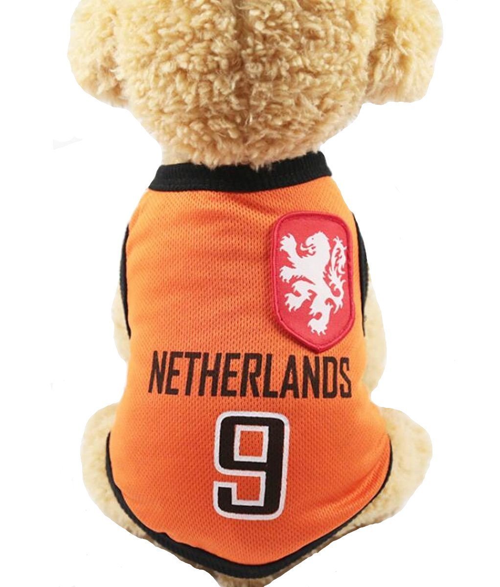 Anytec Breathable Mesh Pet T-Shirt for Dogs & Cats - Soccer National Team Football Fan Jersey - Perfect for Game Day & Pet Parties