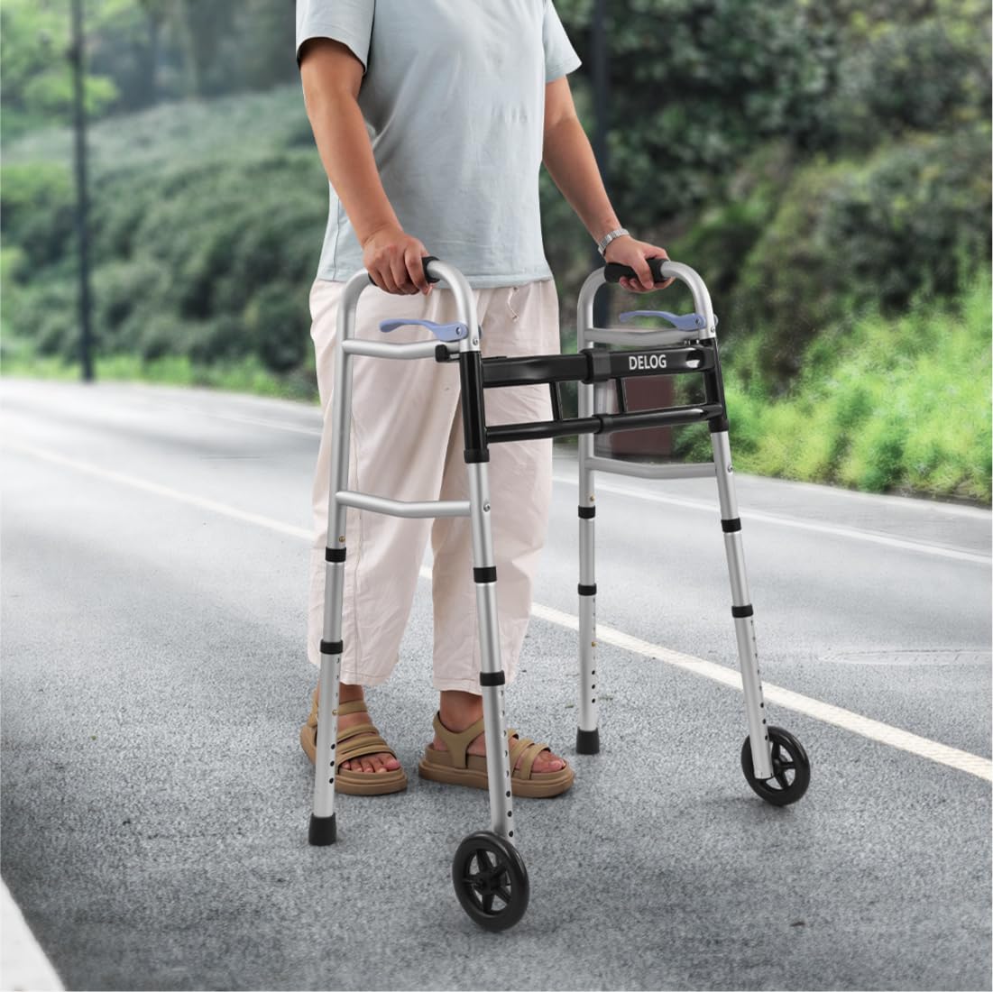 Delog Folding Walker for Seniors & Adults - Adjustable Width, 5