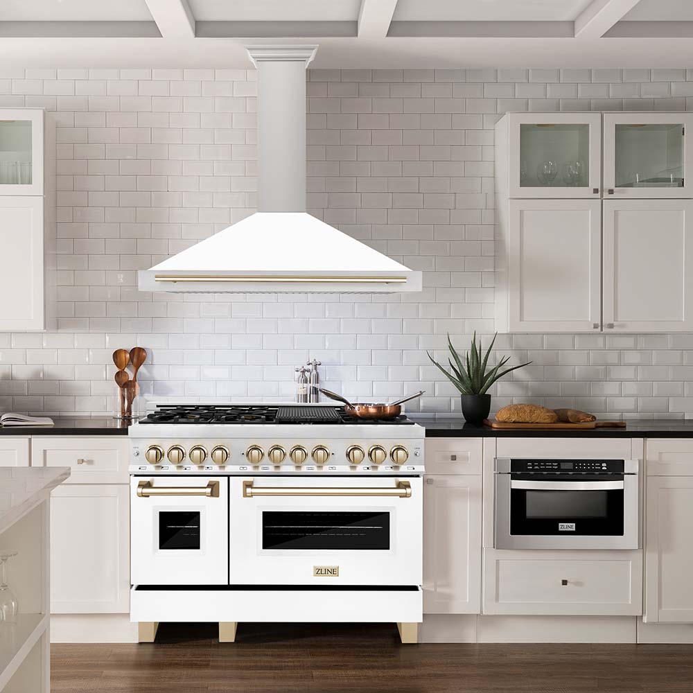 ZLINE KB4STZ WM48 48-Inch Convertible Stainless Steel Range Hood with White Matte Shell - Professional Kitchen Ventilation for Home Chefs | Perfect for Modern Kitchens, Open-Concept Homes & Gourmet Cooking