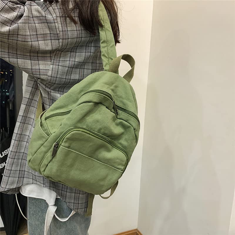 Stylish Mini Backpack for Women & Men - Small Aesthetic Canvas Daypack with Adjustable Straps (Sage Green, One Size) - Perfect for Work, Travel, School & Casual Outings