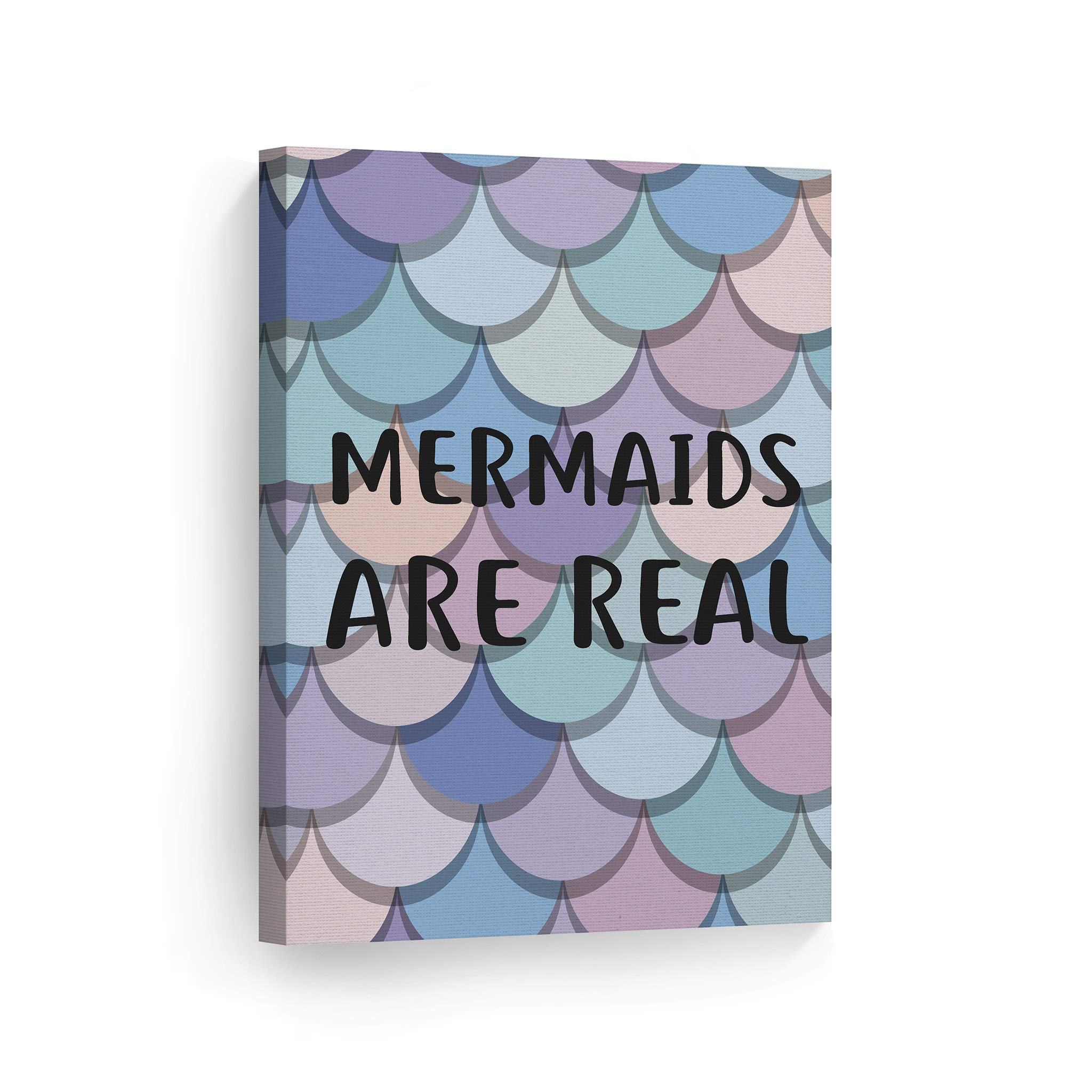 Smile Art Design 'Mermaids Are Real' Quote Canvas Print - Mermaid Wall Art for Kids Room, Nursery & Baby Room Decor - Ready to Hang, Made in USA (17x11) - Perfect for Birthday Gifts, Themed Bedrooms & Underwater Fantasy Decor
