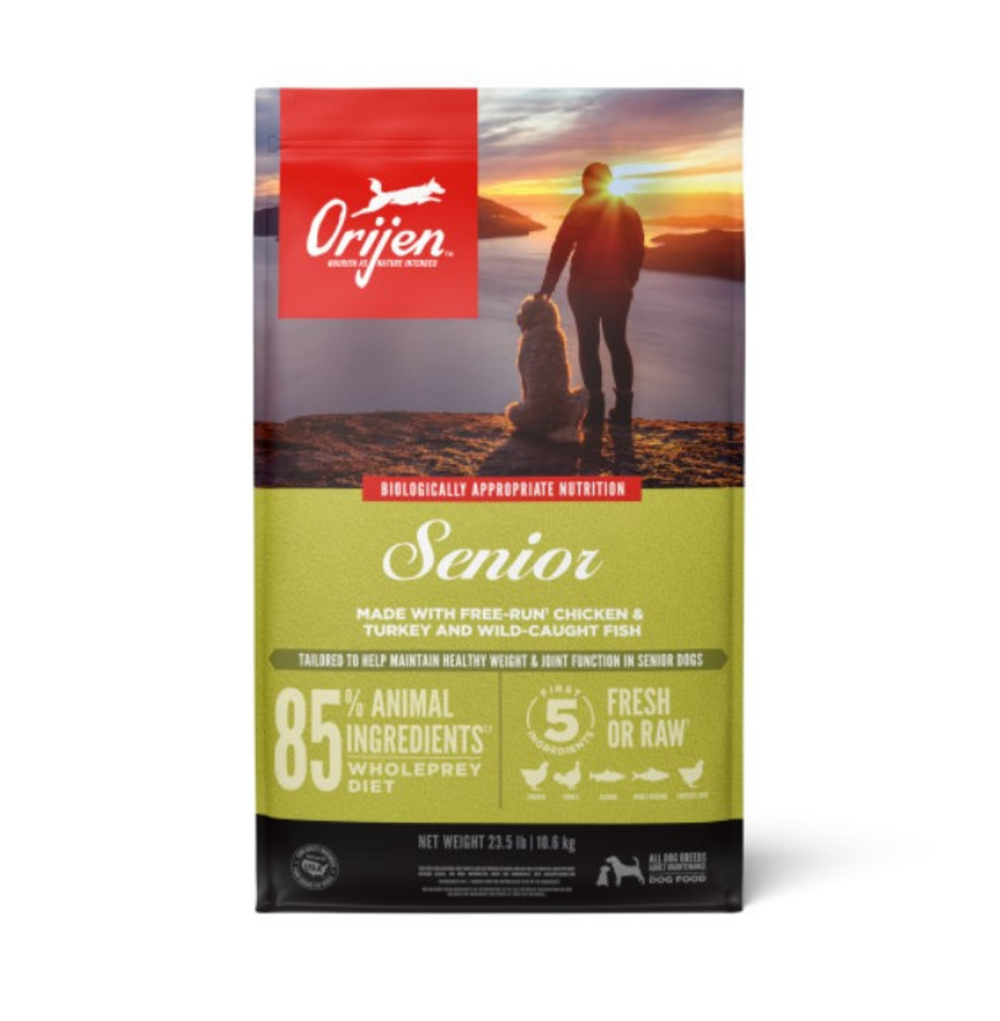 ORIJEN Senior Dry Dog Food - Premium High-Protein Grain-Free Formula for Older Dogs - Supports Joint Health & Digestion - Ideal for Senior Dogs at Home or Travel