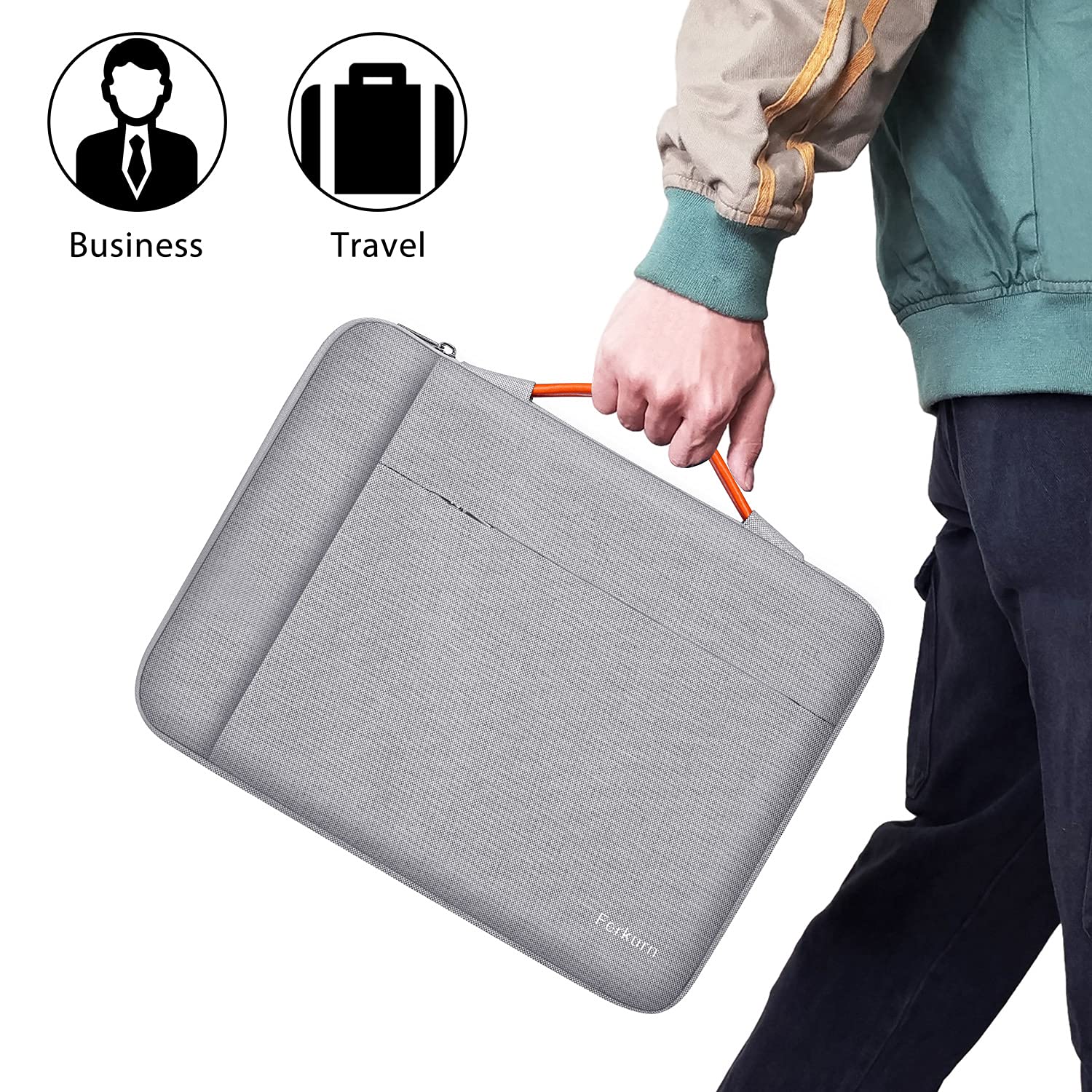 Ferkurn 15.6 Inch Waterproof Laptop Sleeve Case - Compatible with MacBook Air 15 M3/M2 (2023-2024), MacBook Pro 15/16 (2019-2023), HP Envy x360, Dell XPS 15, Lenovo, Asus - Perfect for Travel, Office & School Protection