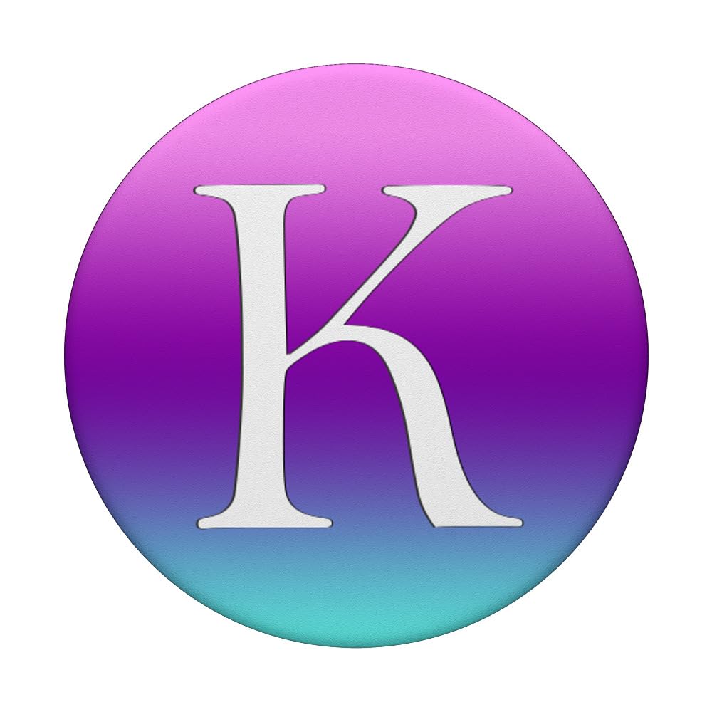 White Initial Letter K Phone Grip - Teal Purple Pink PopSockets Adhesive PopGrip for Secure Phone Handling, Perfect for Selfies, Video Calls, and On-the-Go Convenience